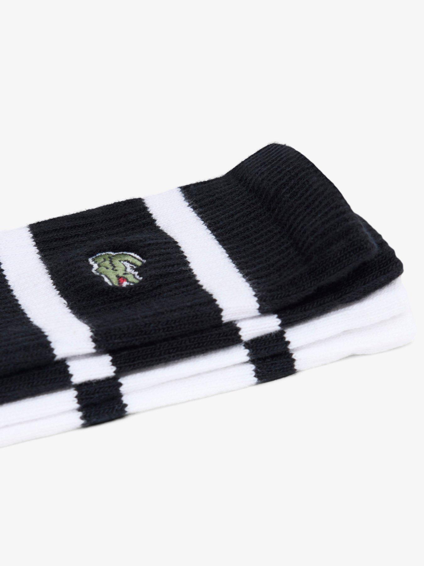 Image 2 of 3 of Lacoste 2 Pack Ribbed Crew Socks - White
