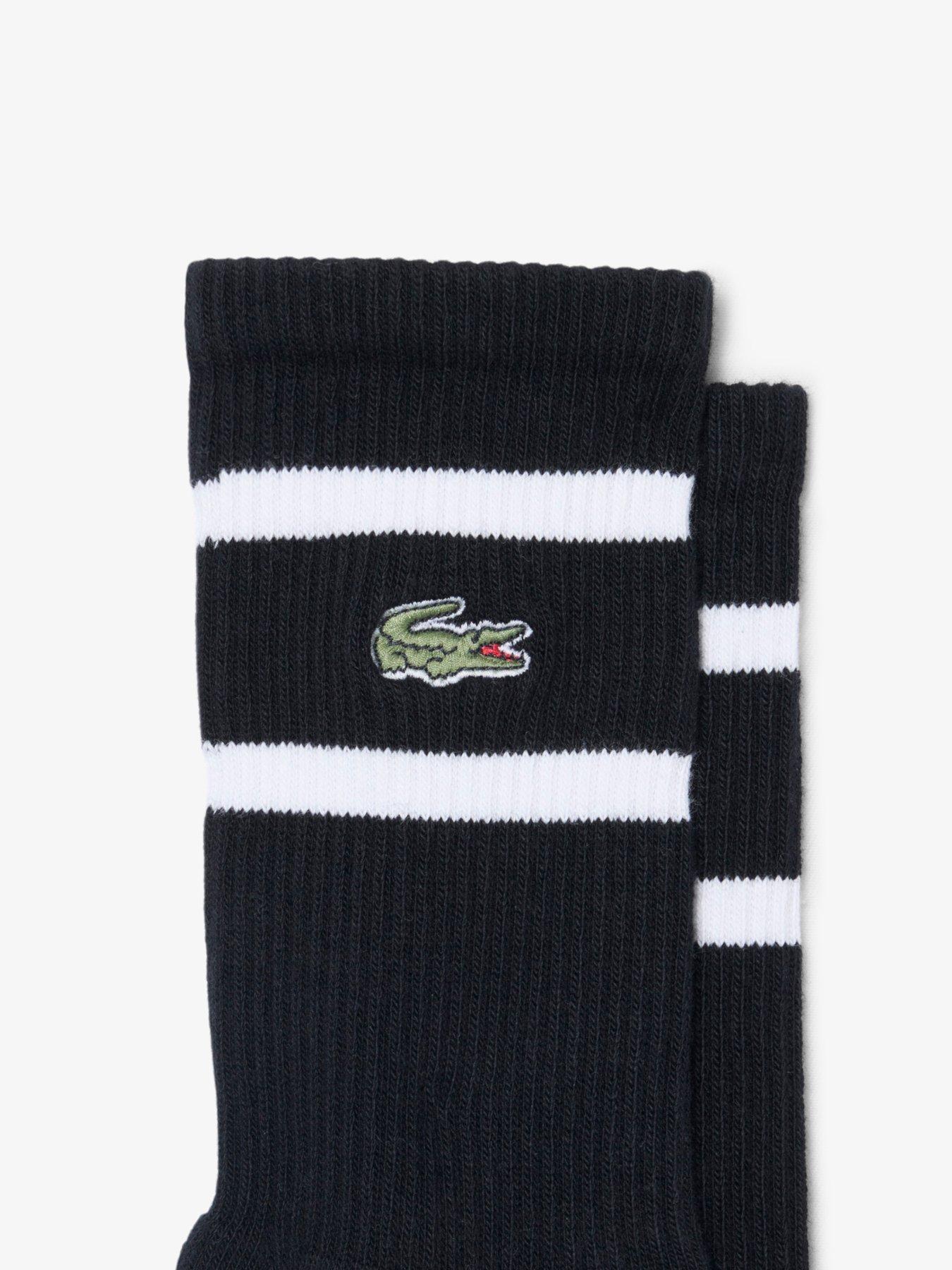 Image 3 of 3 of Lacoste 2 Pack Ribbed Crew Socks - White
