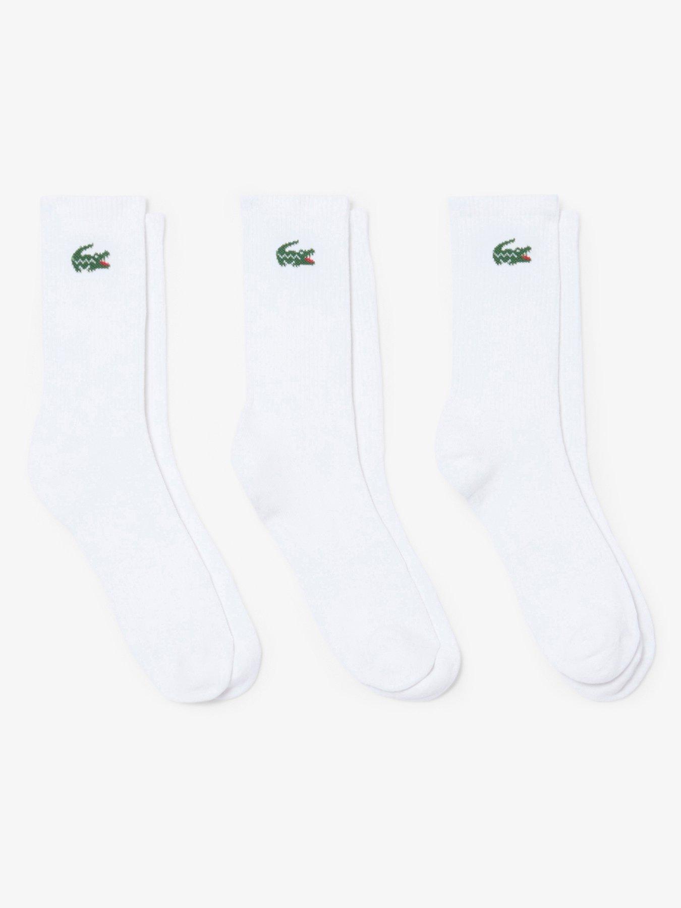 Image 1 of 3 of Lacoste Lacoste 3 Pack Crew Socks - White