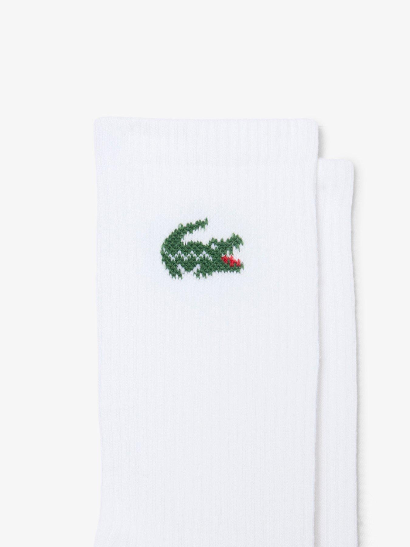 Image 3 of 3 of Lacoste Lacoste 3 Pack Crew Socks - White