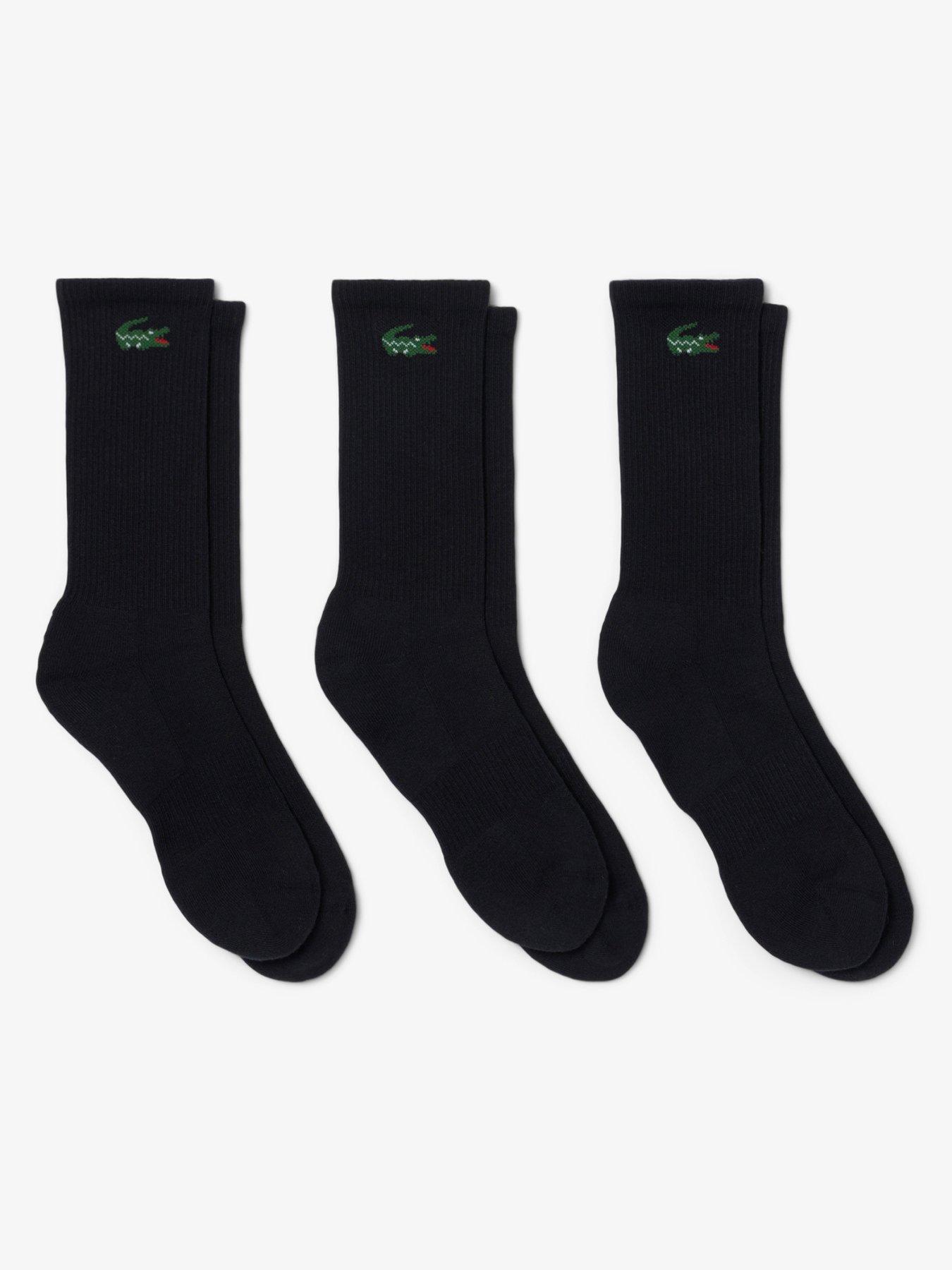 Lacoste 3 Pack Crew Socks - Black