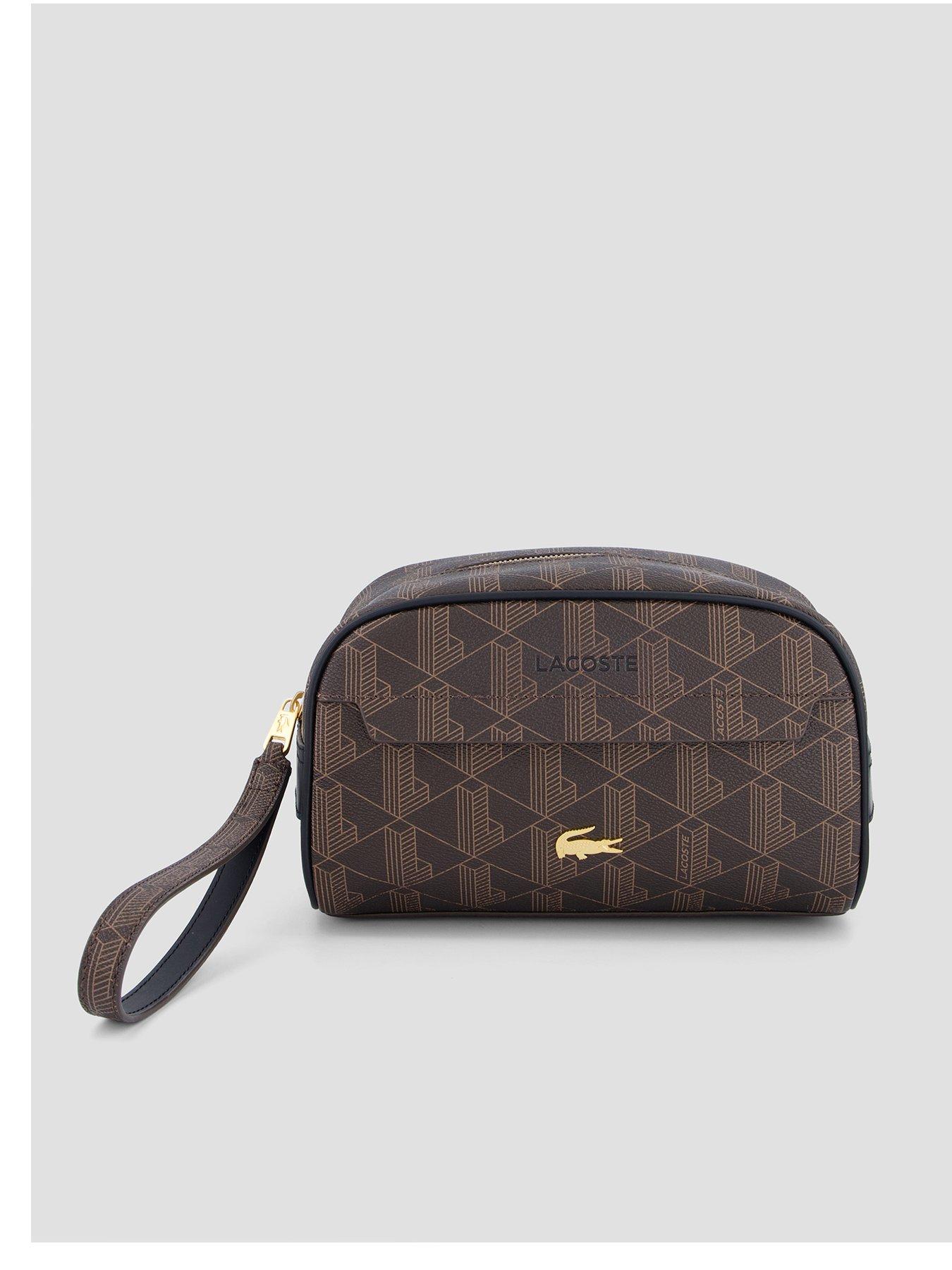 Image 1 of 4 of Lacoste Monogram Wash Bag - Brown