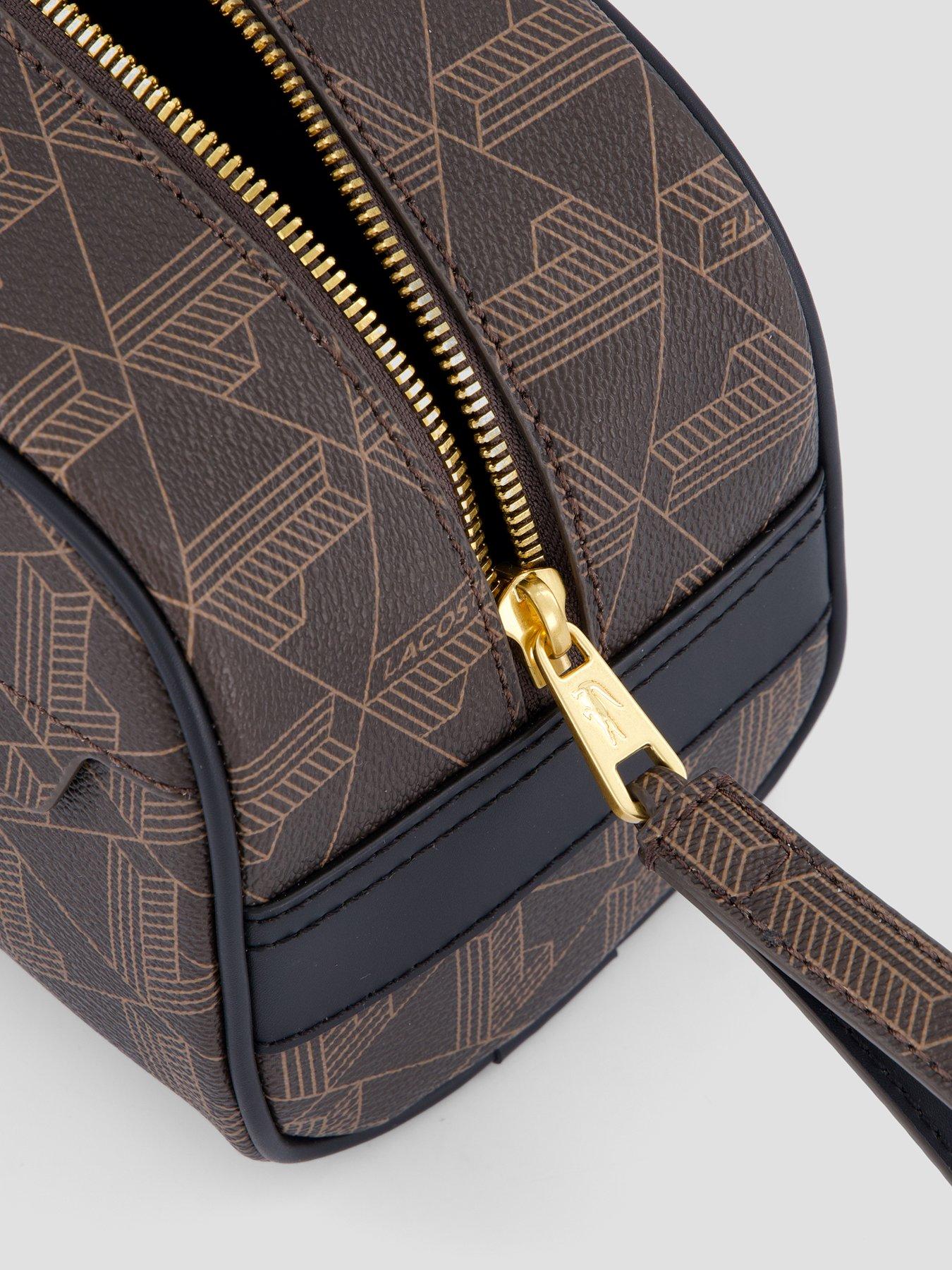 Image 4 of 4 of Lacoste Monogram Wash Bag - Brown