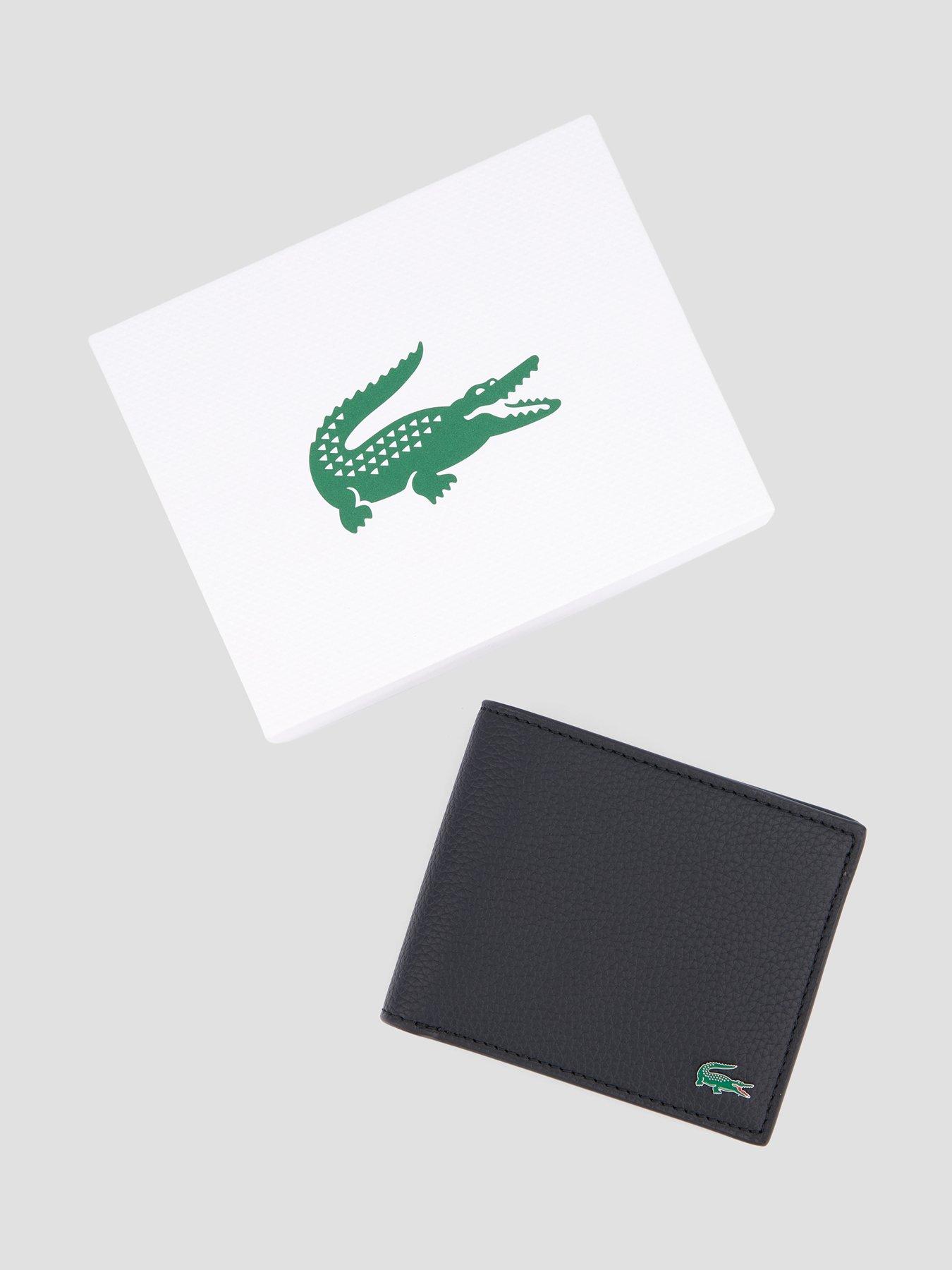 Image 4 of 4 of Lacoste Mens Croc Metal Logo Bifold Wallet - Black
