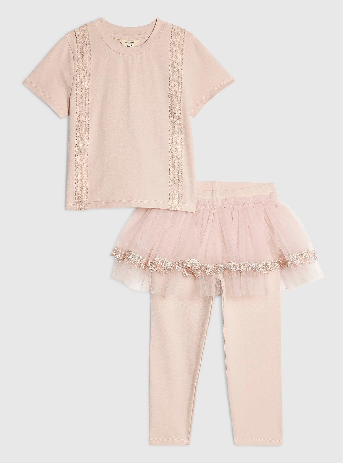 Image 1 of 5 of River Island Baby Girls Tulle Leggings Set - Pink