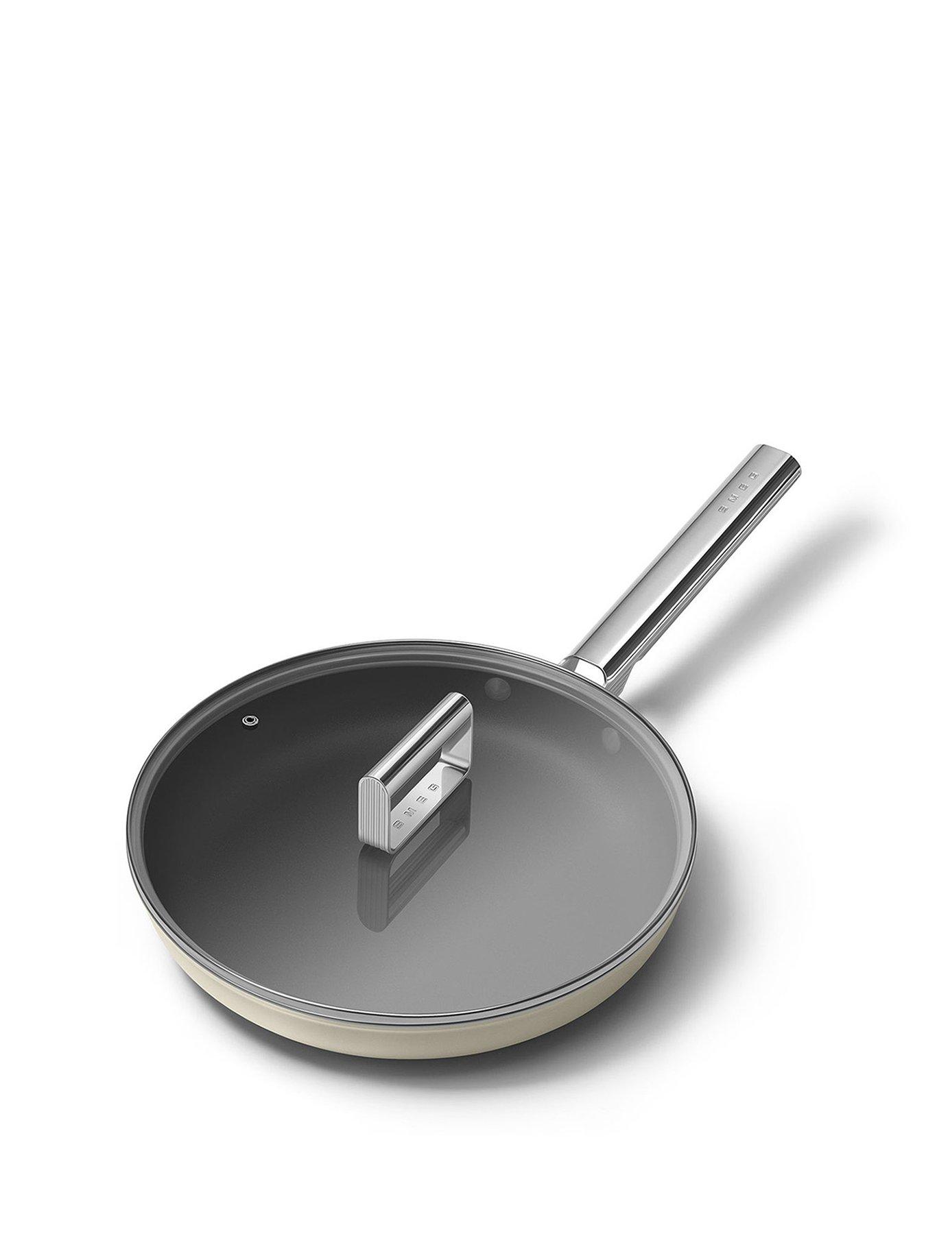 Smeg 20cm Retro Frying Pan, Oven Safe, Aluminium, Cream