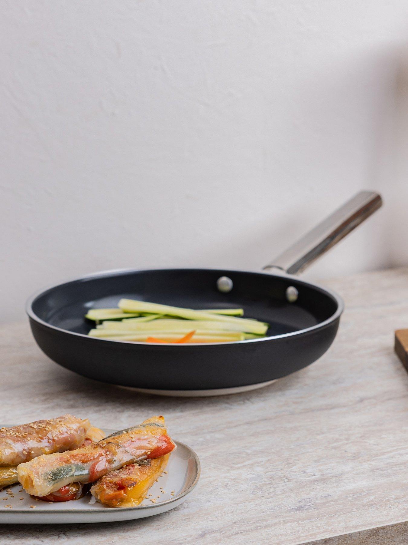Smeg 24cm Retro Frying Pan, Oven Safe, Aluminium, Black