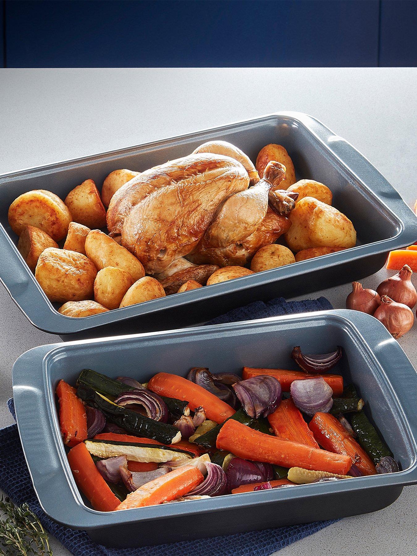 Image 1 of 7 of Tower Cerasure 2 Piece Roasting Tray Set, Non-Stick, Graphite