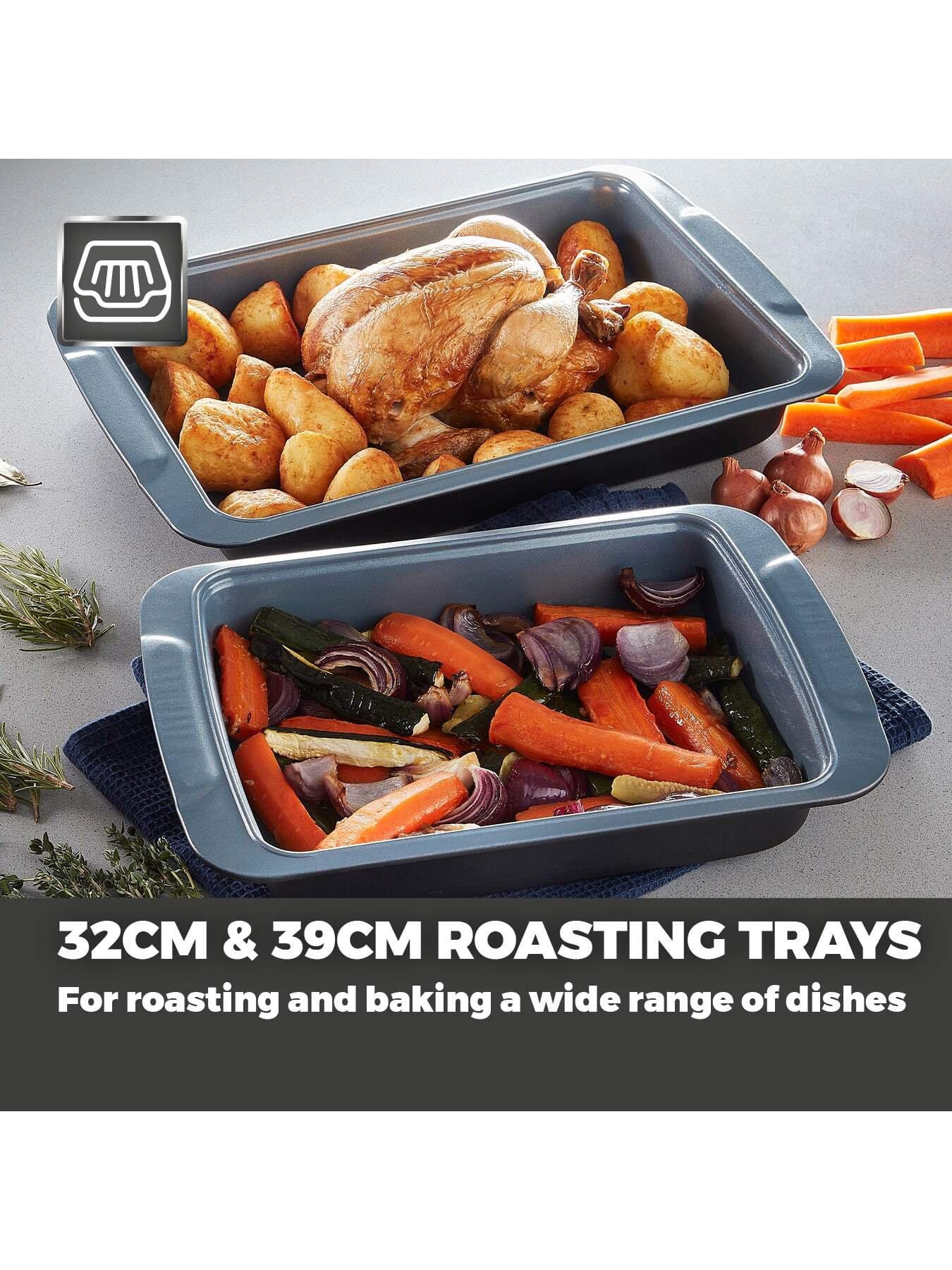 Image 3 of 7 of Tower Cerasure 2 Piece Roasting Tray Set, Non-Stick, Graphite
