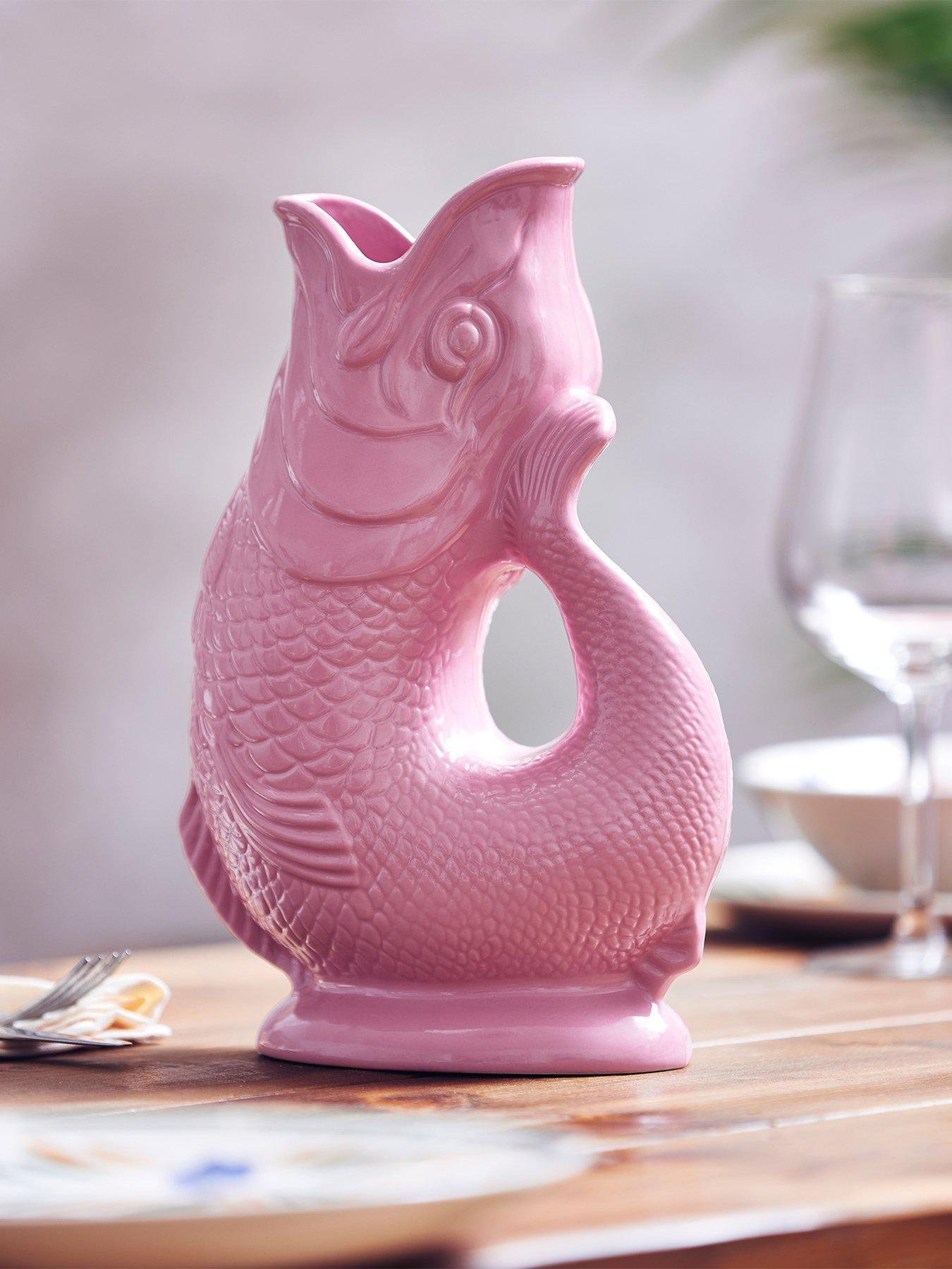 Wade Fish Jug, Made in Stoke-on-Trent, Earthenware, 1.2L, Pink