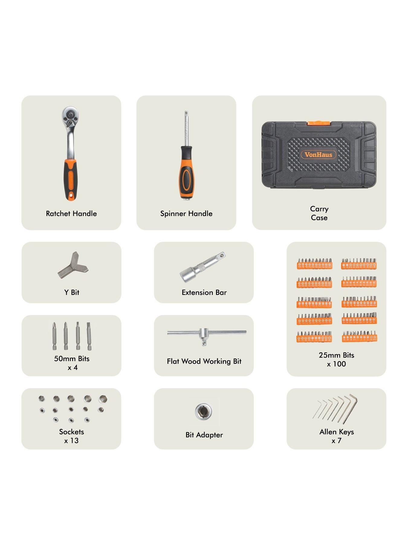 Image 3 of 7 of Vonhaus 130&nbsp;Piece&nbsp;Socket + Bit Set&nbsp;