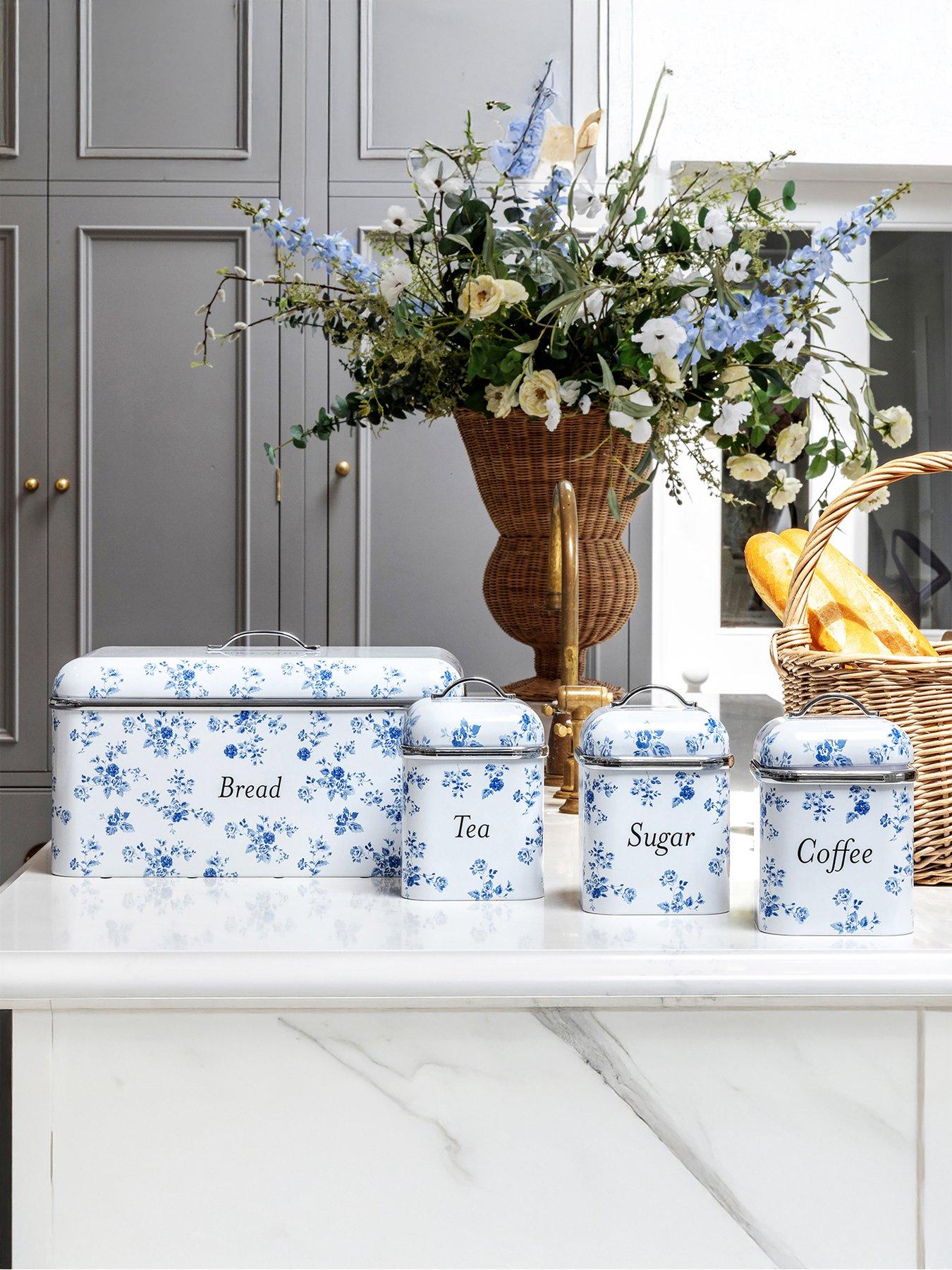 Laura Ashley Laura Ashley Bread Bin and Set of 3 Canisters, China Rose