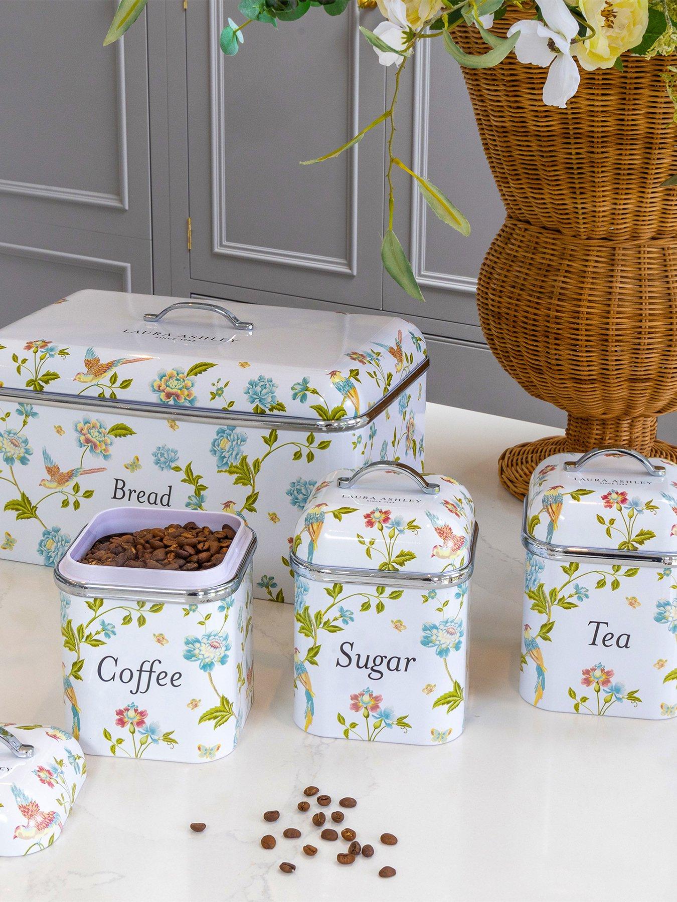 Laura Ashley Laura Ashley Bread Bin and Set of 3 Canisters, Wild Meadow