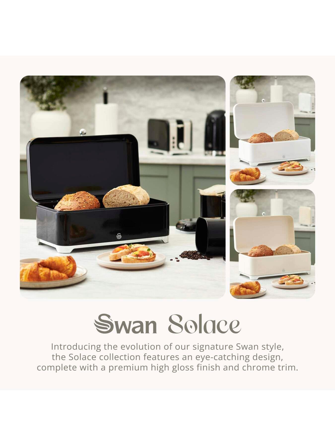 Image 6 of 8 of Swan Solace 16L Bread Bin with Lift Up Hinged Lid, Black