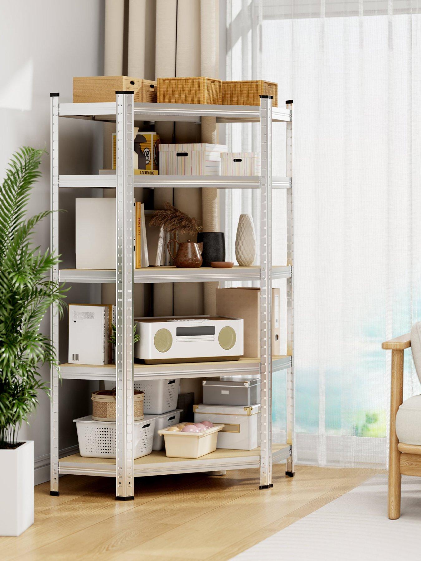 Vonhaus 5-Tier Galvanised Steel Corner Shelving Unit  -  Silver (150 x 70cm)
