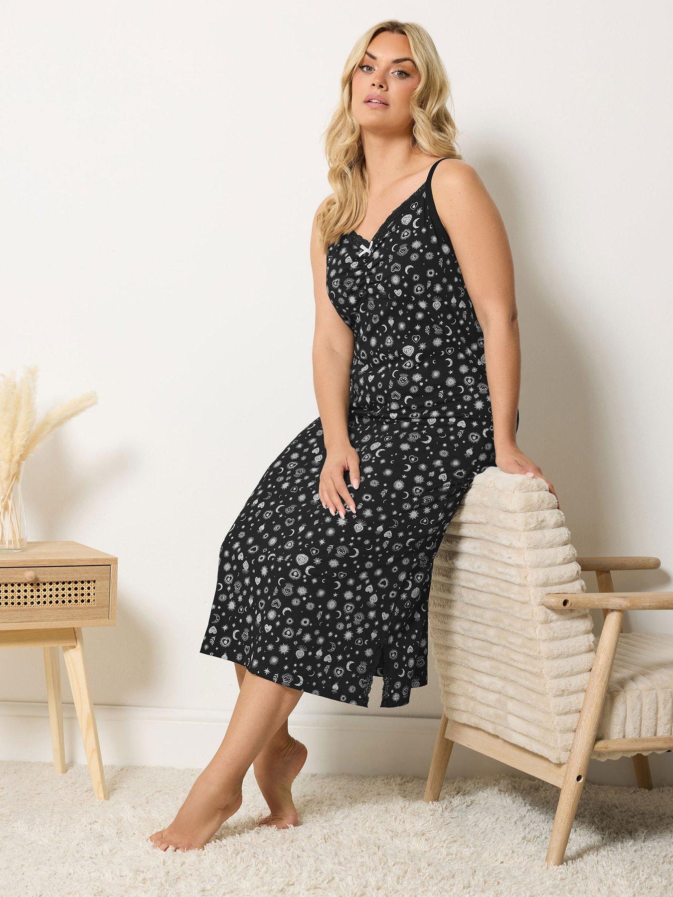 Yours Curve Summer Celestial Midaxi Chemise - Black
