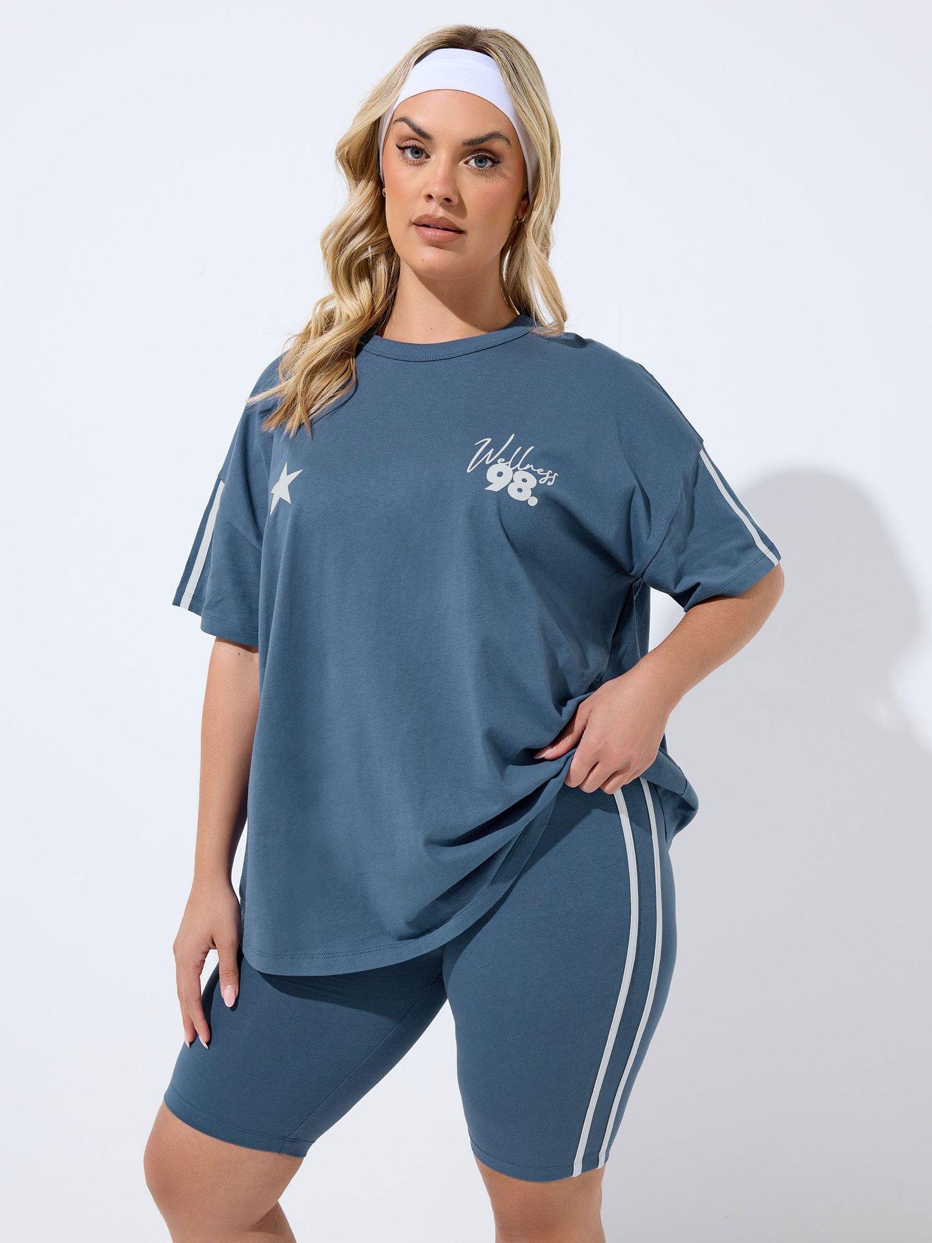 Yours Curve Active Side Stripe Short - Blue