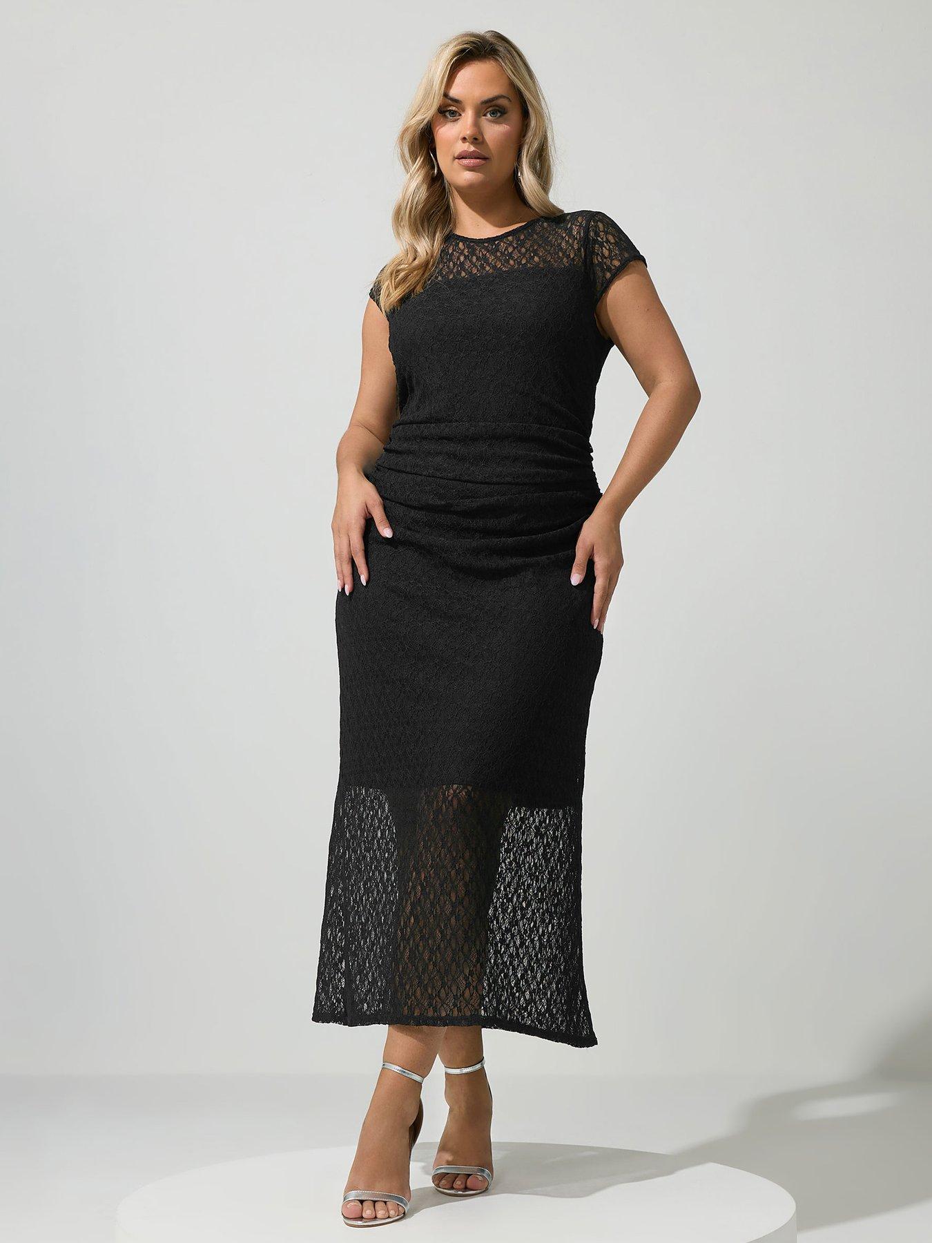 Yours Curve Sleeveless Lace Dress - Black