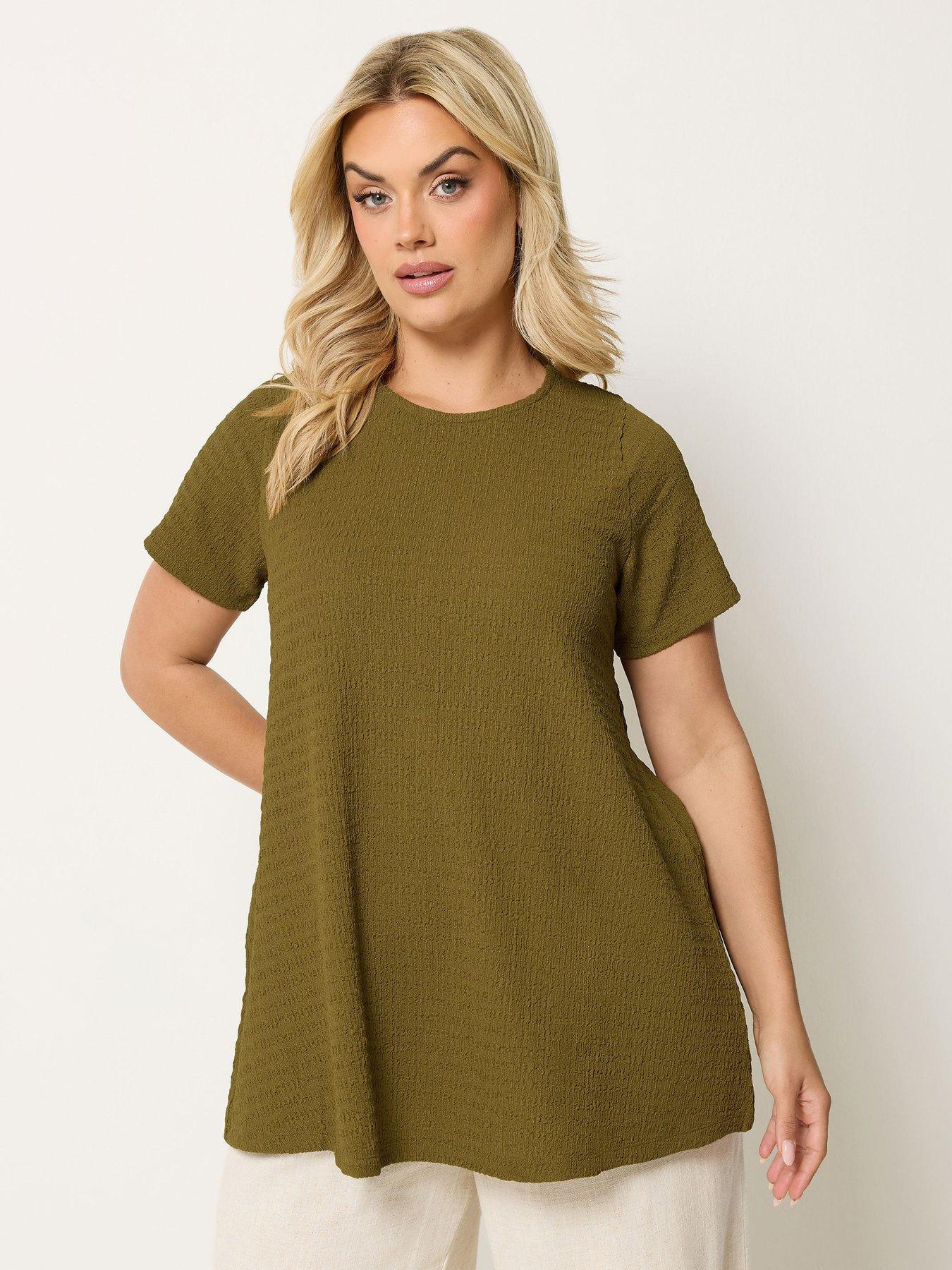 Yours Curve Short Sleeve Chartreuse Swing Top - Green