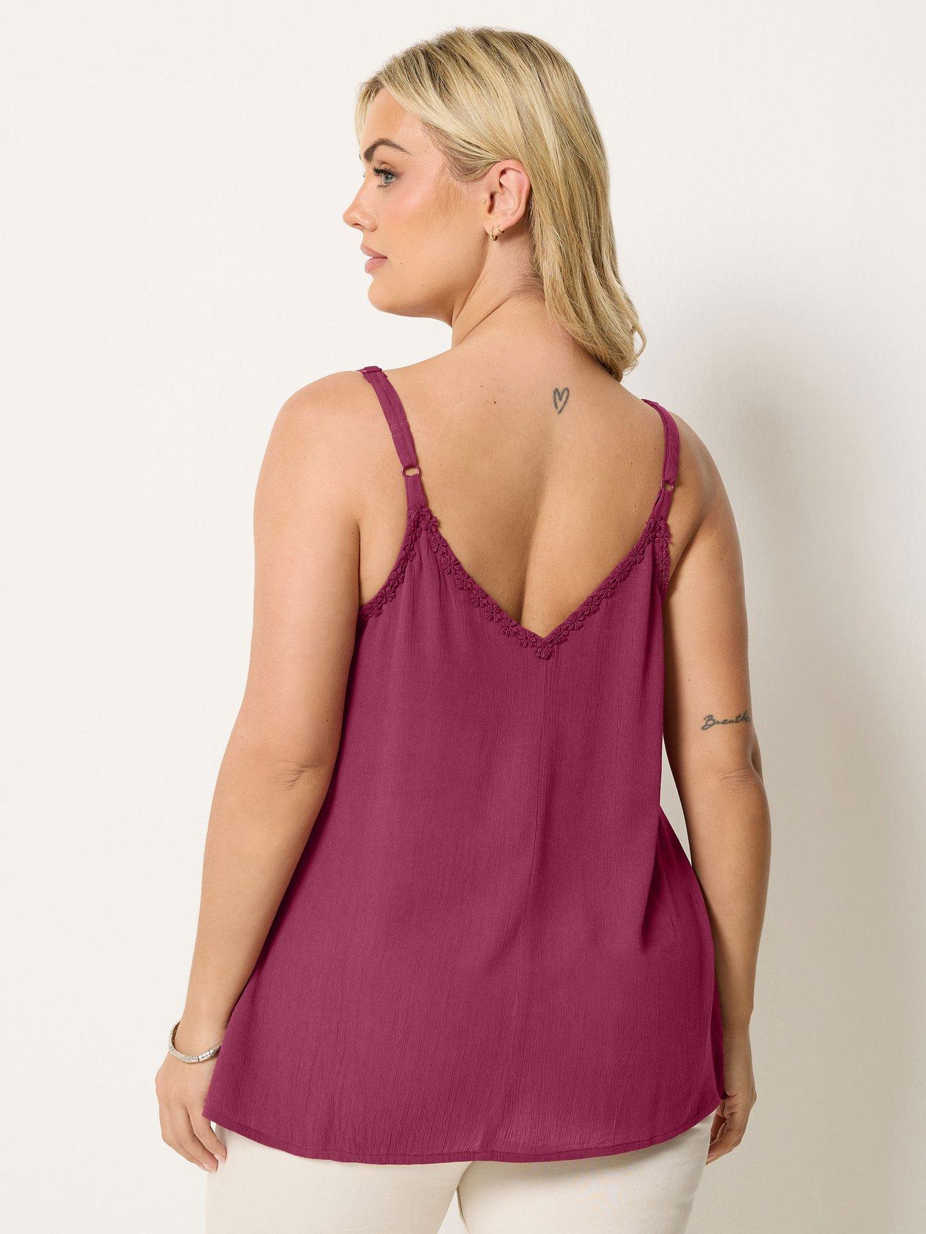 Image 2 of 4 of Yours Curve Daisy Trim Cami - Red