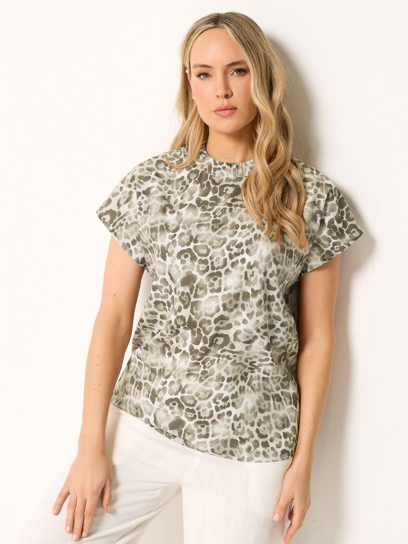 Long Tall Sally Tall Animal Printed Grown On Sleeve Top - Natural Brown