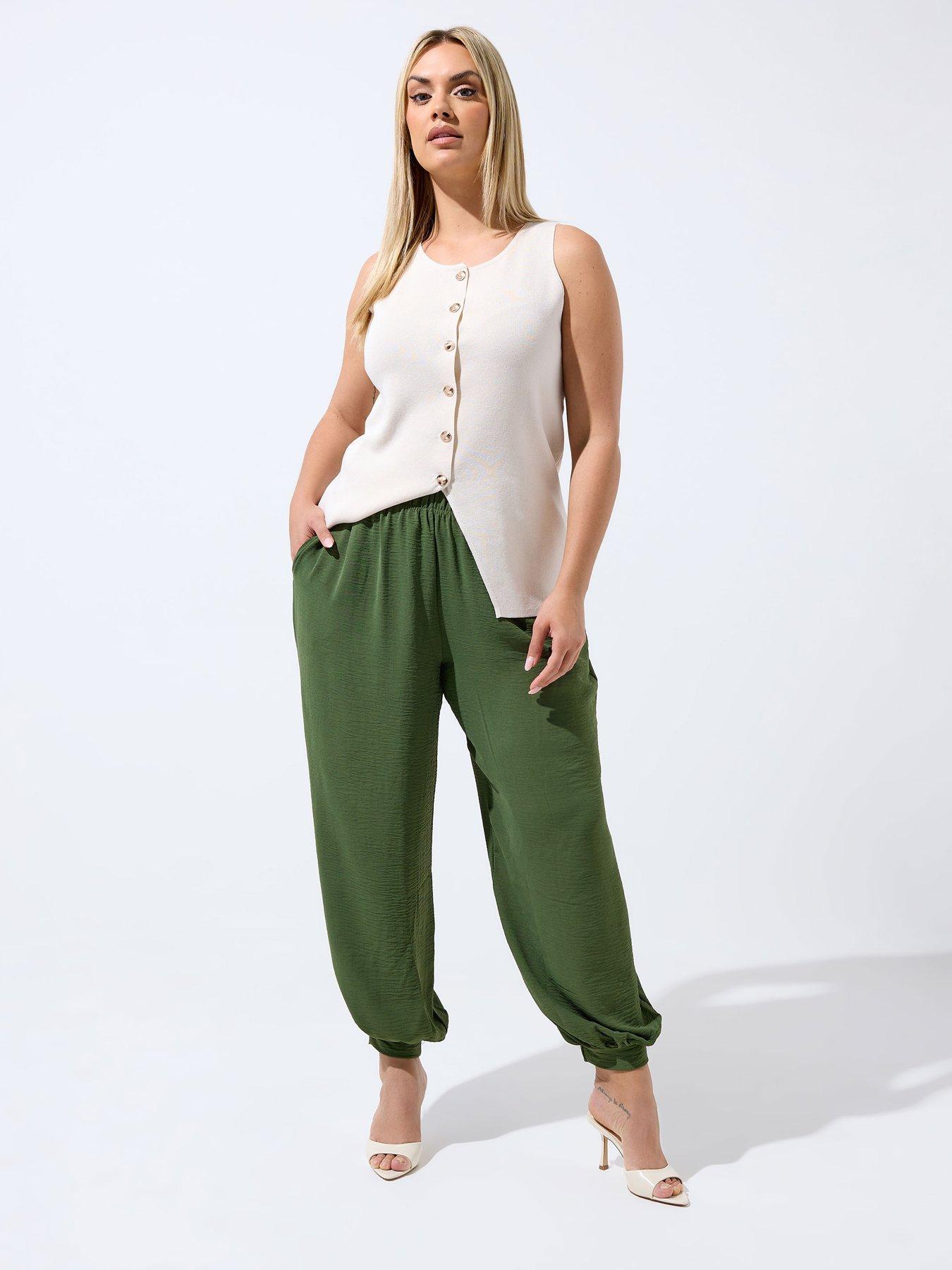Yours Curve Hareem Balloon Trouser - Green