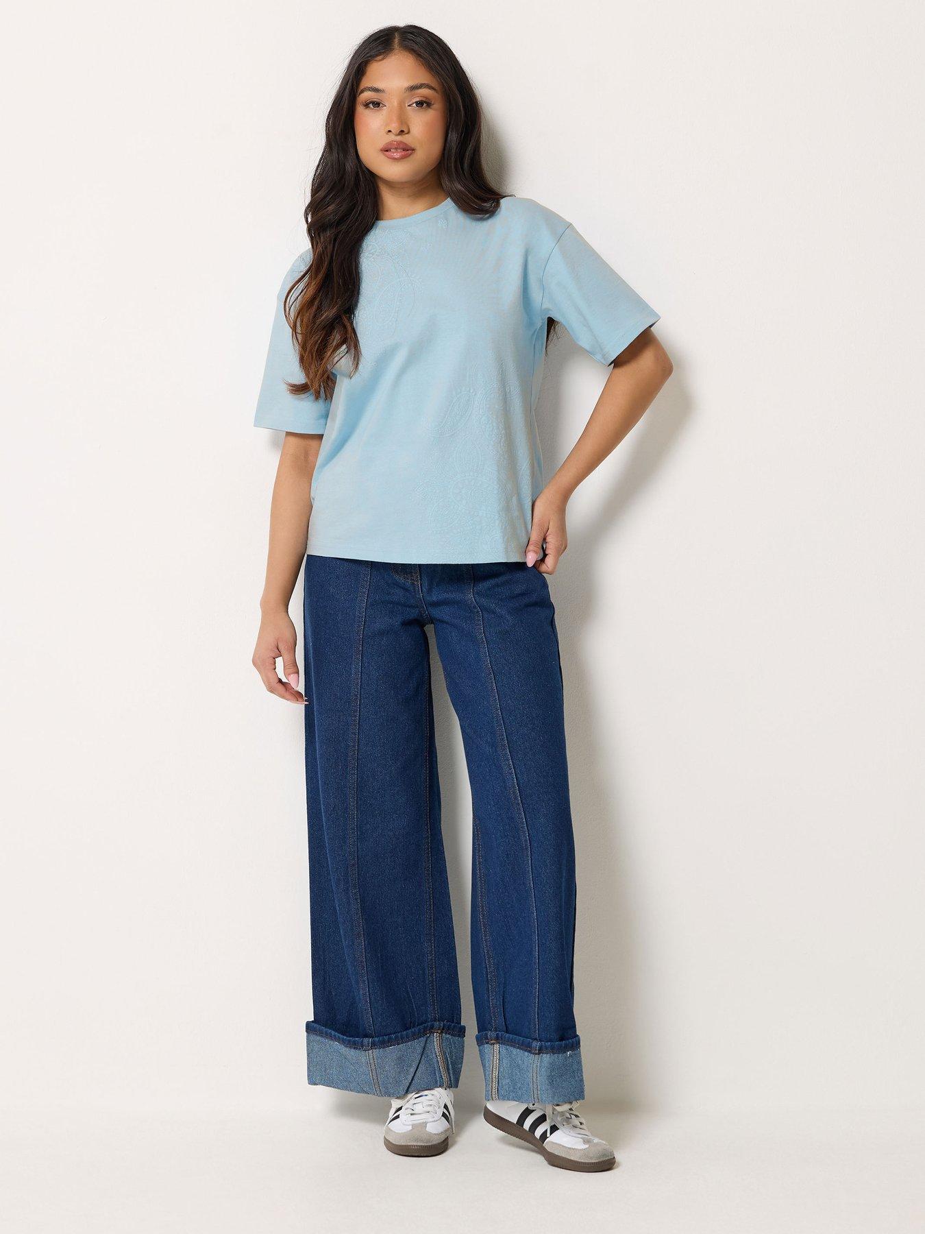 Image 3 of 4 of PixieGirl Petite Paisley Puff Short Sleeve T-Shirt - Blue