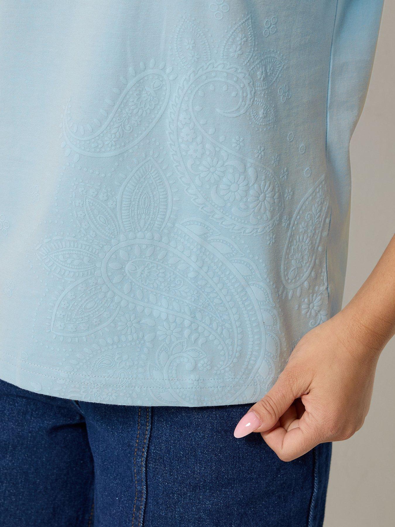 Image 4 of 4 of PixieGirl Petite Paisley Puff Short Sleeve T-Shirt - Blue