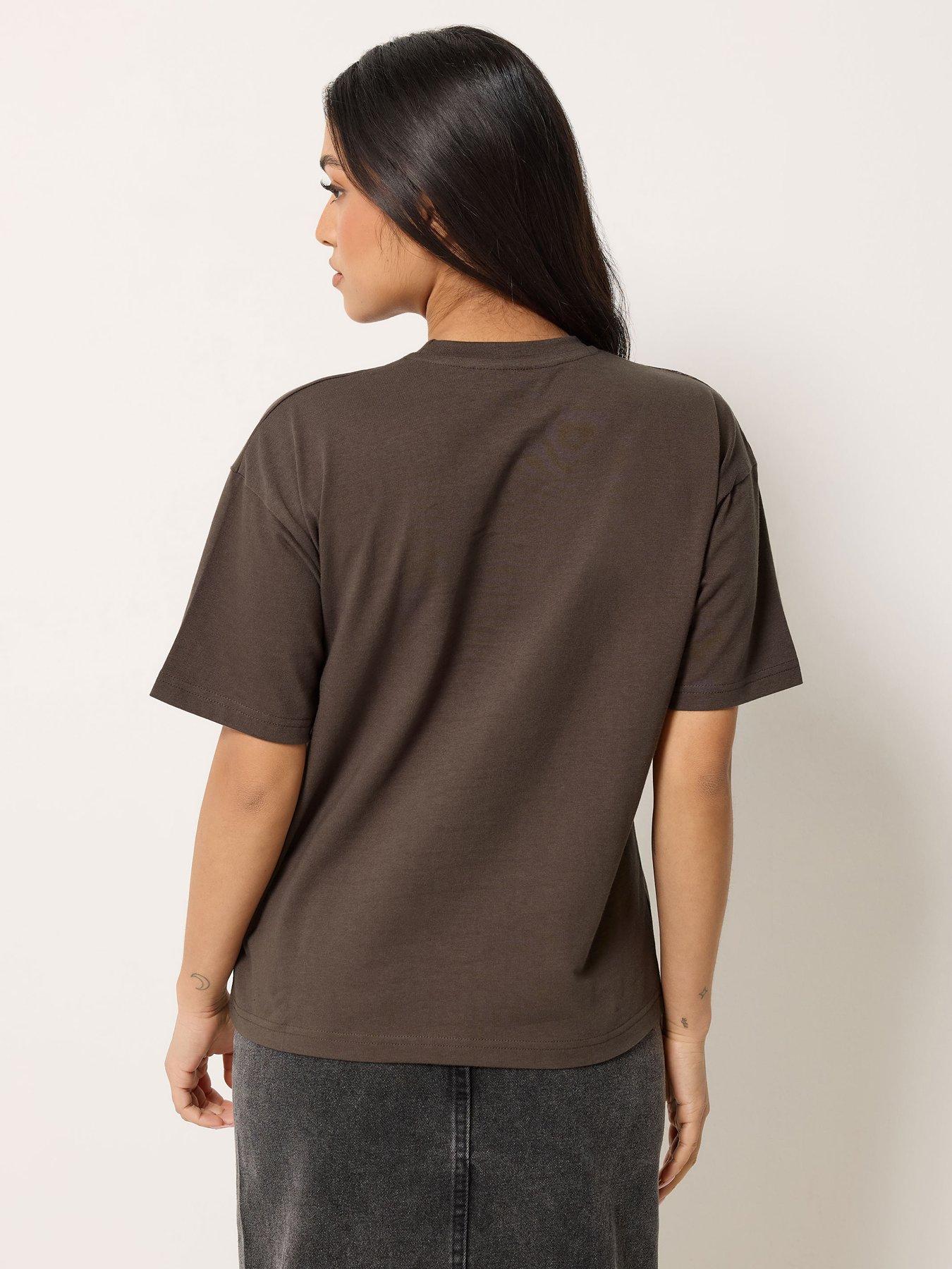 Image 2 of 4 of PixieGirl Petite Paisley Puff Short Sleeve T-Shirt - Brown