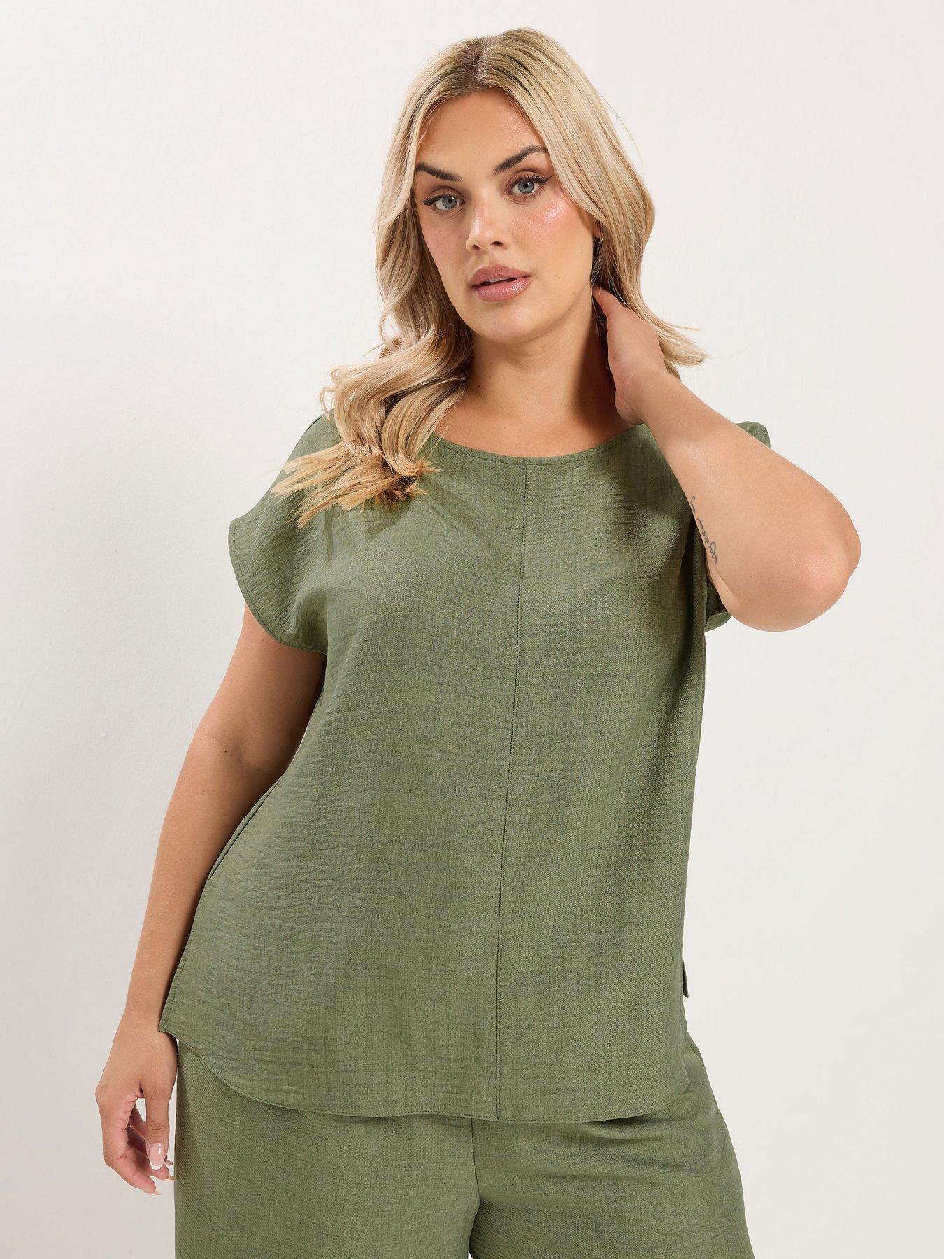 Image 1 of 4 of Yours Curve Seam Detail Co-Ord Top - Green