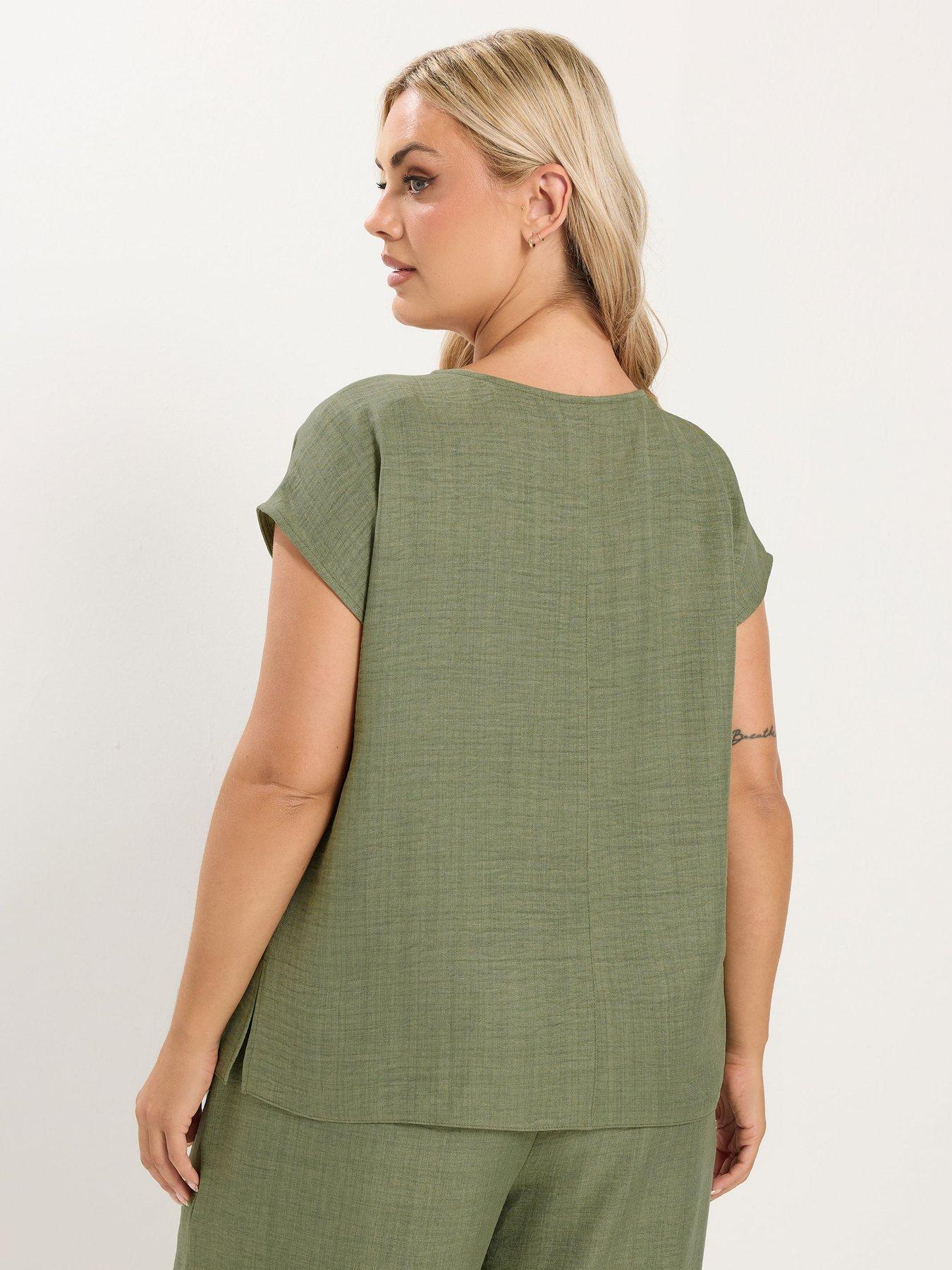 Image 2 of 4 of Yours Curve Seam Detail Co-Ord Top - Green