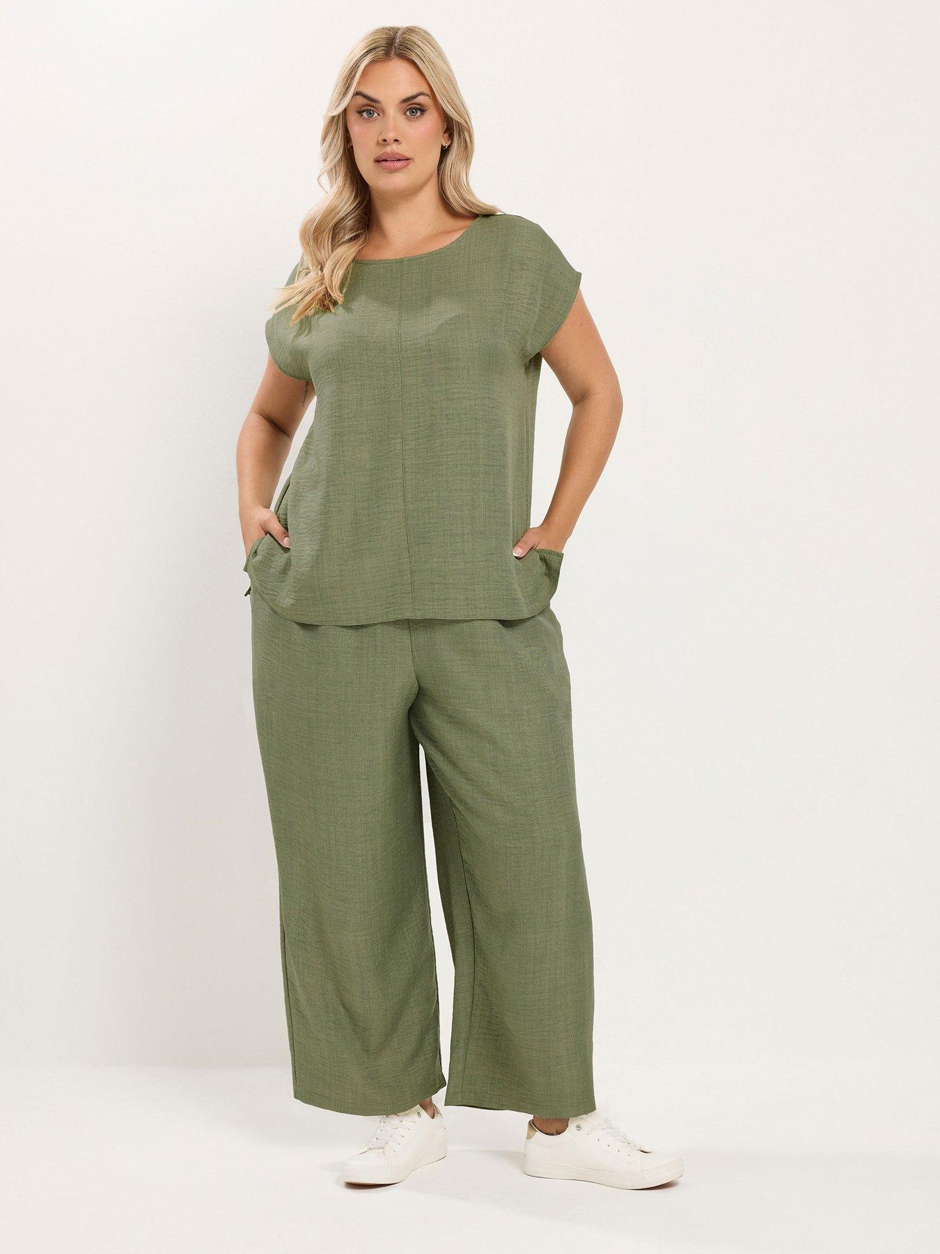 Image 3 of 4 of Yours Curve Seam Detail Co-Ord Top - Green