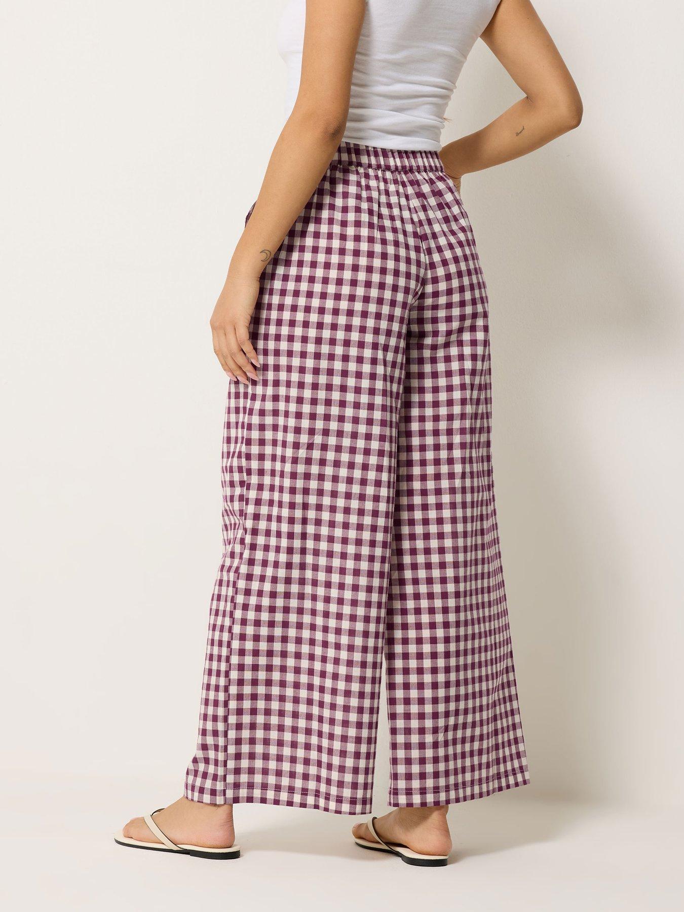 Image 2 of 4 of PixieGirl Petite Gingham Wide Leg Trouser - Red