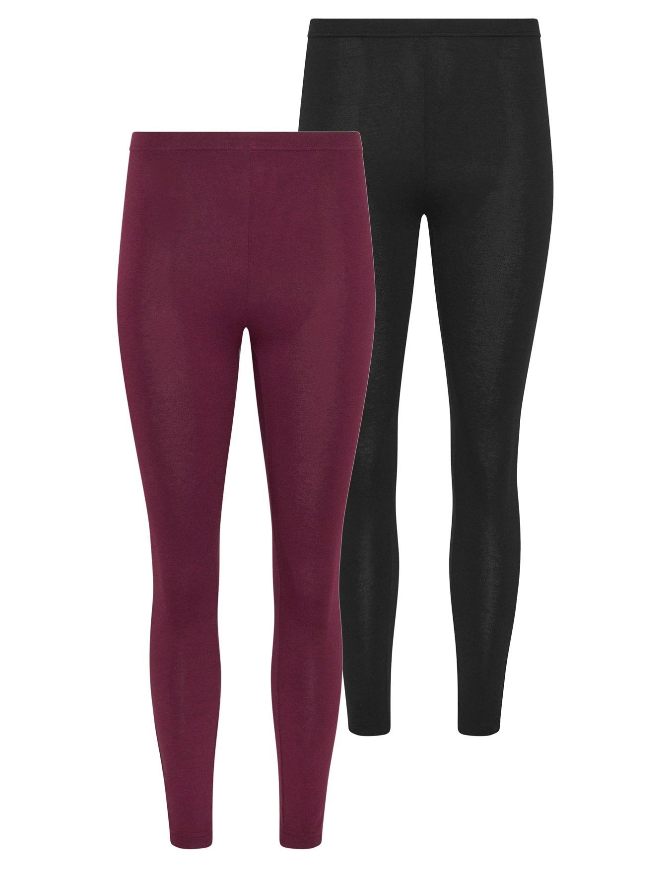 Image 4 of 4 of Yours Petite 2 Pack Leggings - Red