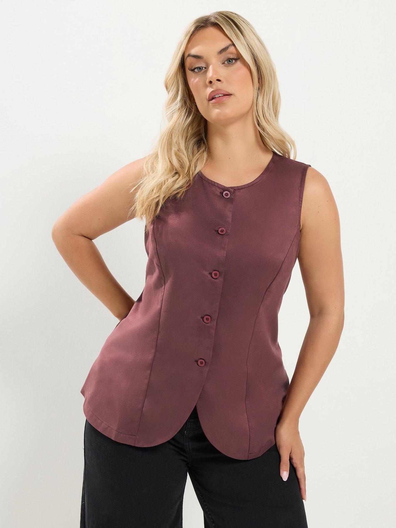 Yours Curve Suedette Waistcoat - Red