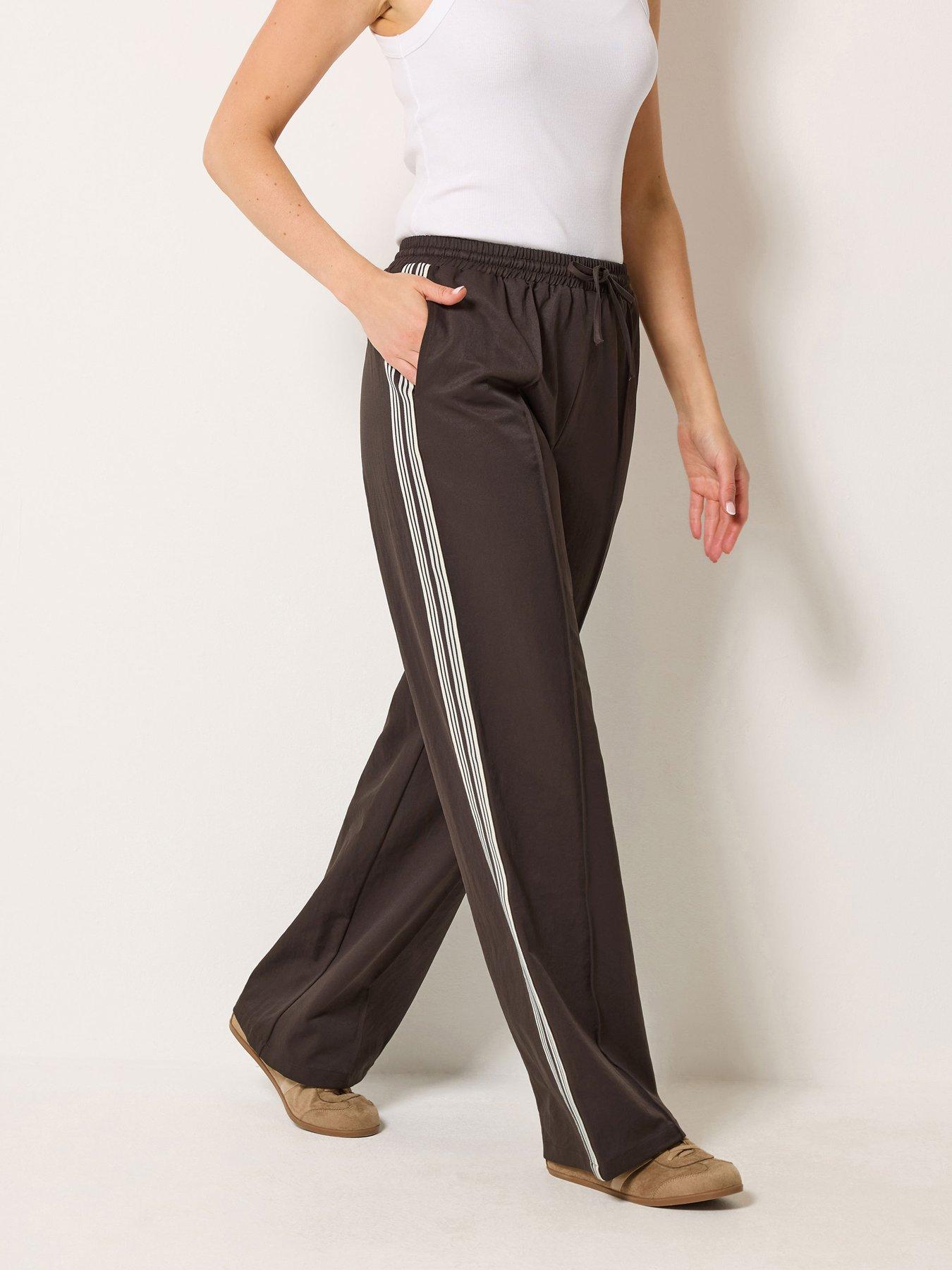 Long Tall Sally Tall Side Stripe Wide Leg Trousers 36" - Brown