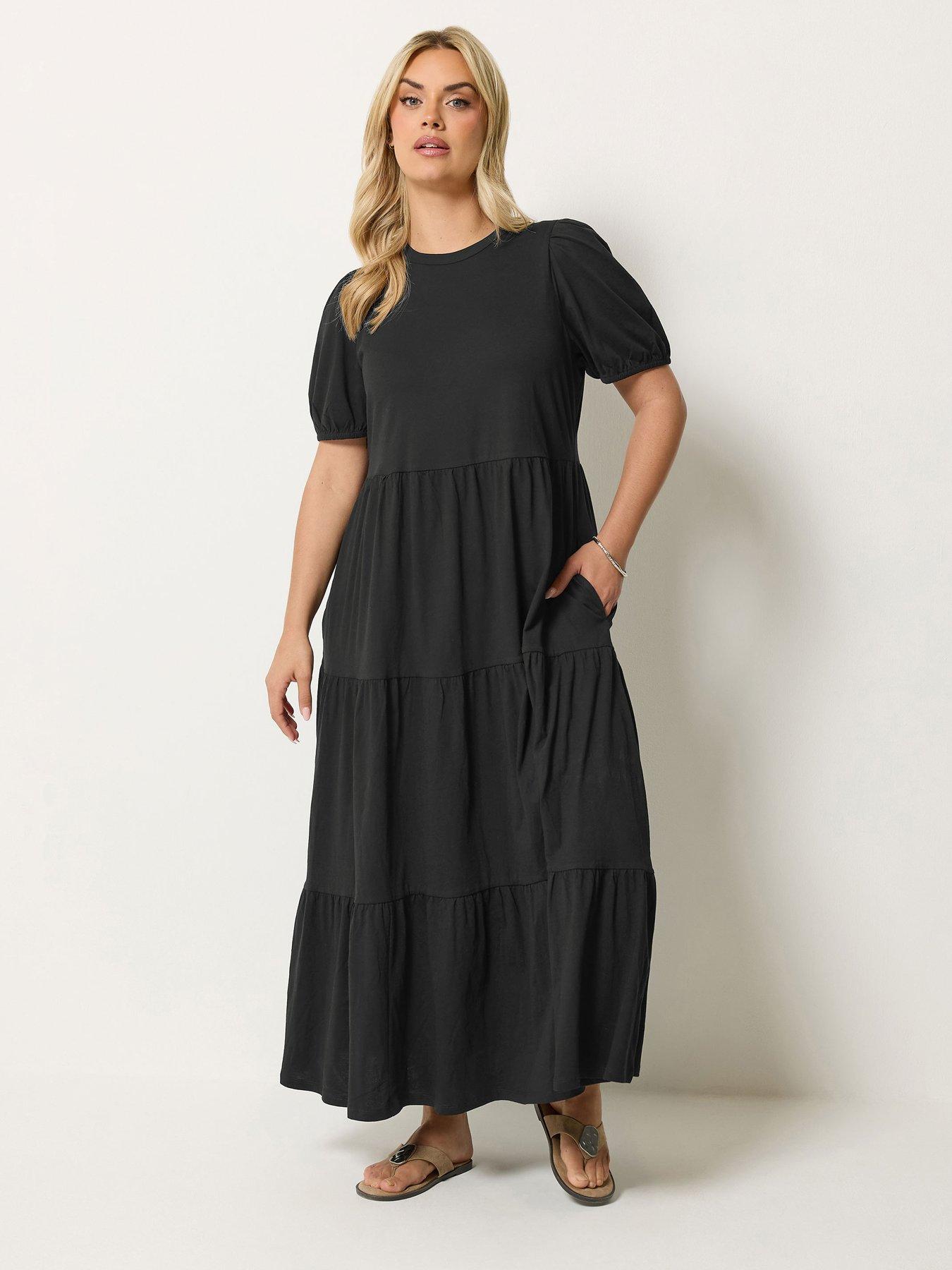 Yours Curve Puff Sleeve Dress - Black