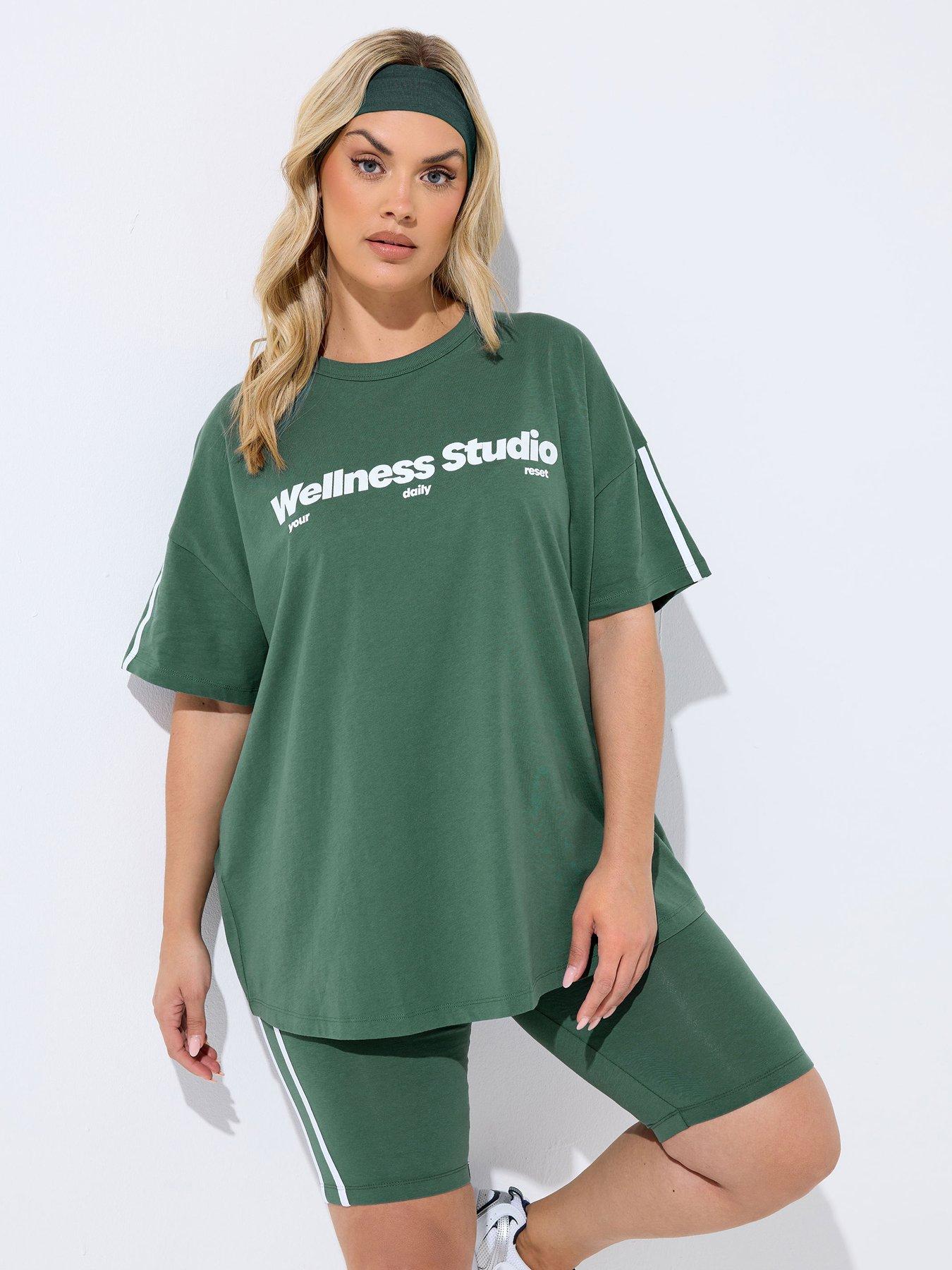 Yours Curve Wellness Studio Active T-Shirt - Green