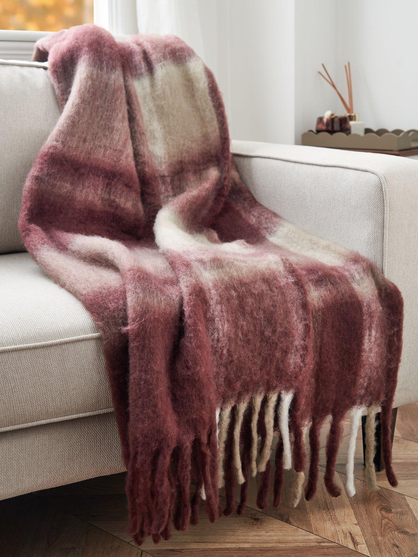 The Very Collection Large Check Faux Mohair Throw 150x125cm