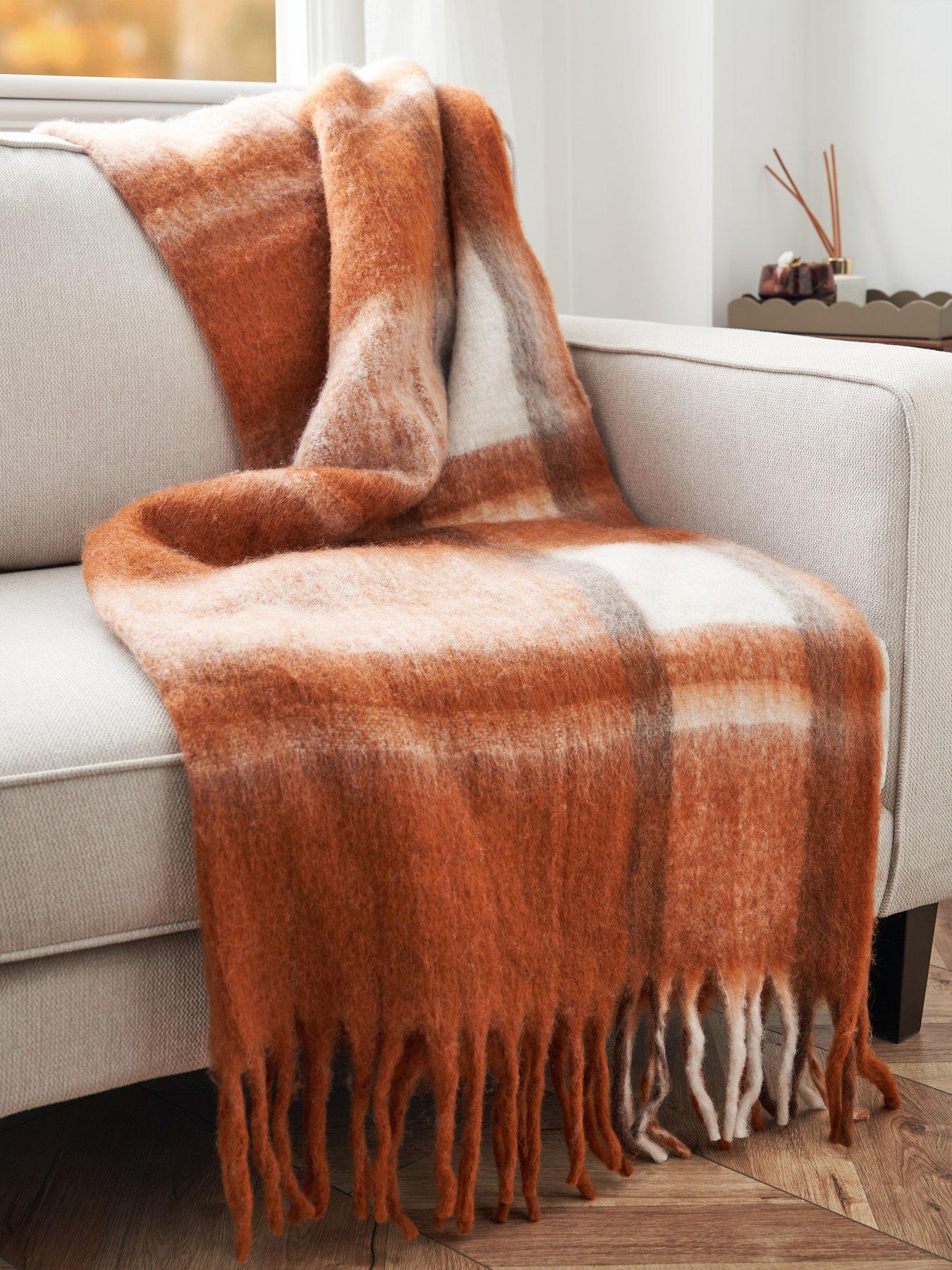 The Very Collection Large Check Faux Mohair Throw 150x125cm