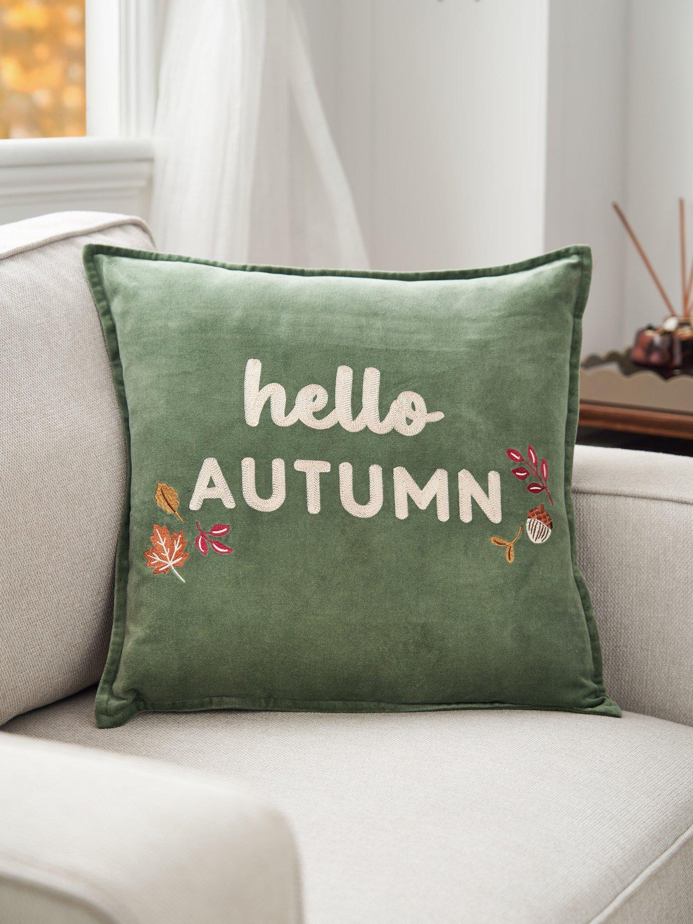 The Very Collection Hello Autumn Embroidered Cushion
