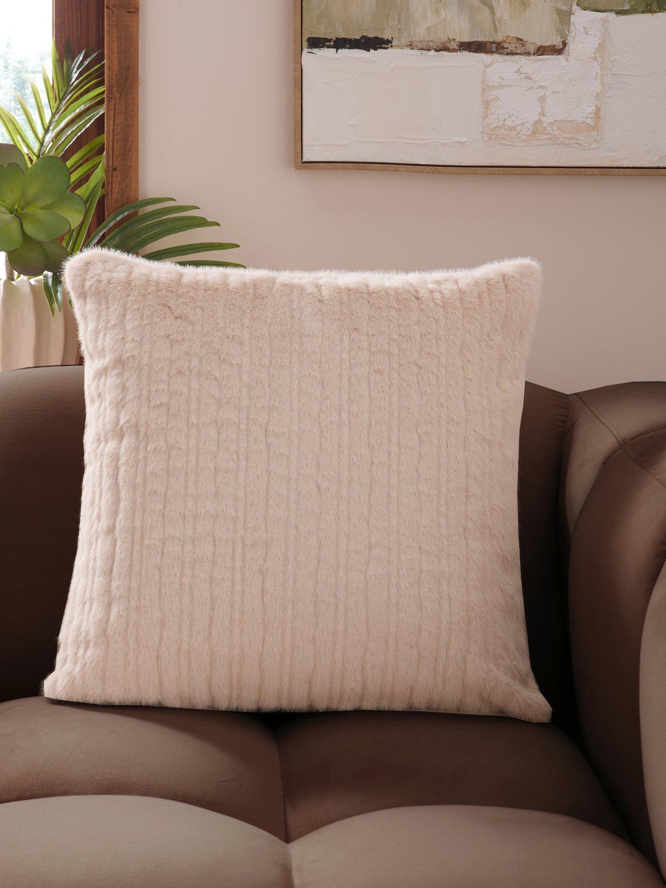 Michelle Keegan Home Faux Fur Cut Stripe Cushion 50x50cm