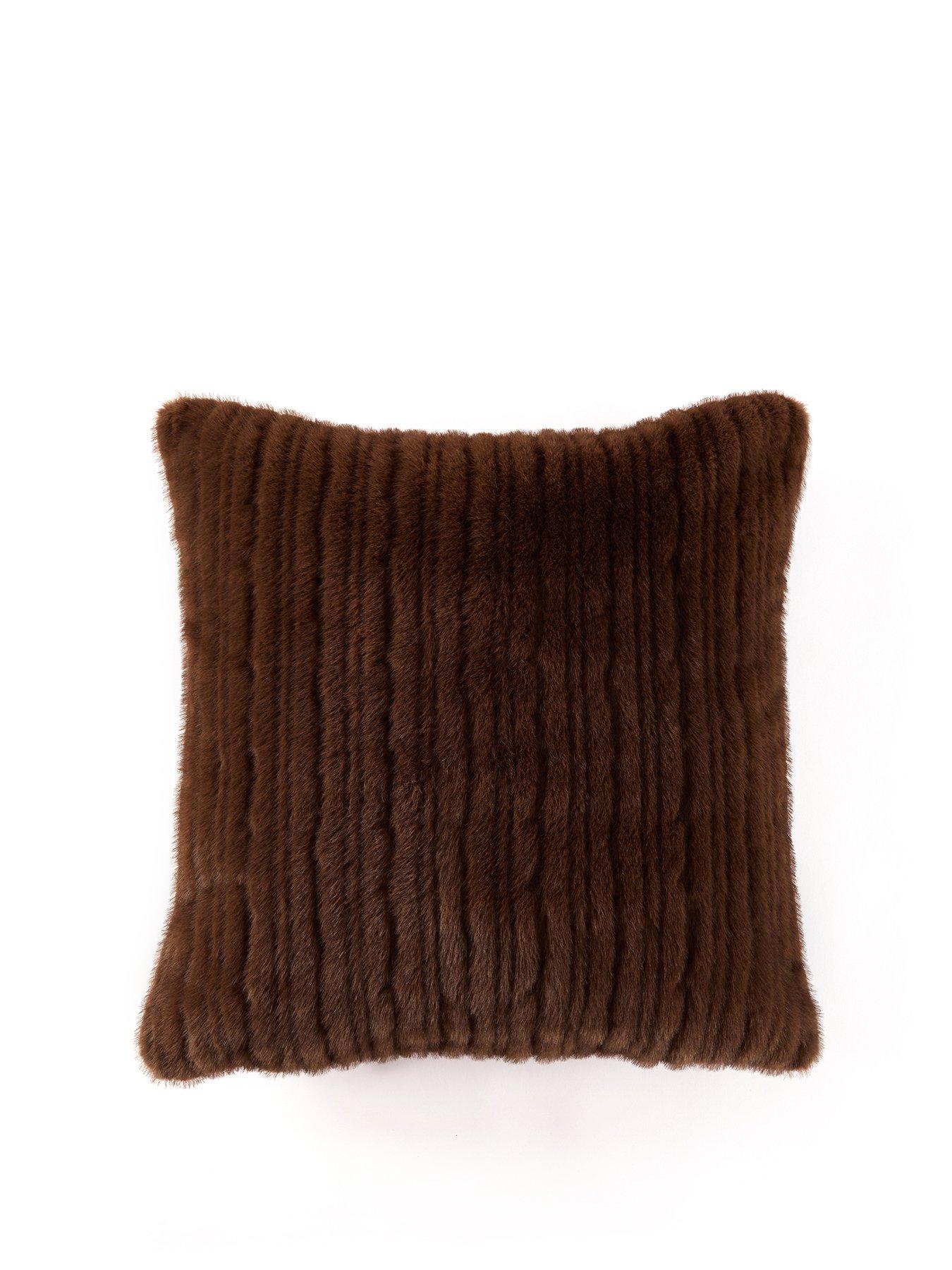 Image 2 of 7 of Michelle Keegan Home Faux Fur Cut Stripe Cushion 50x50cm