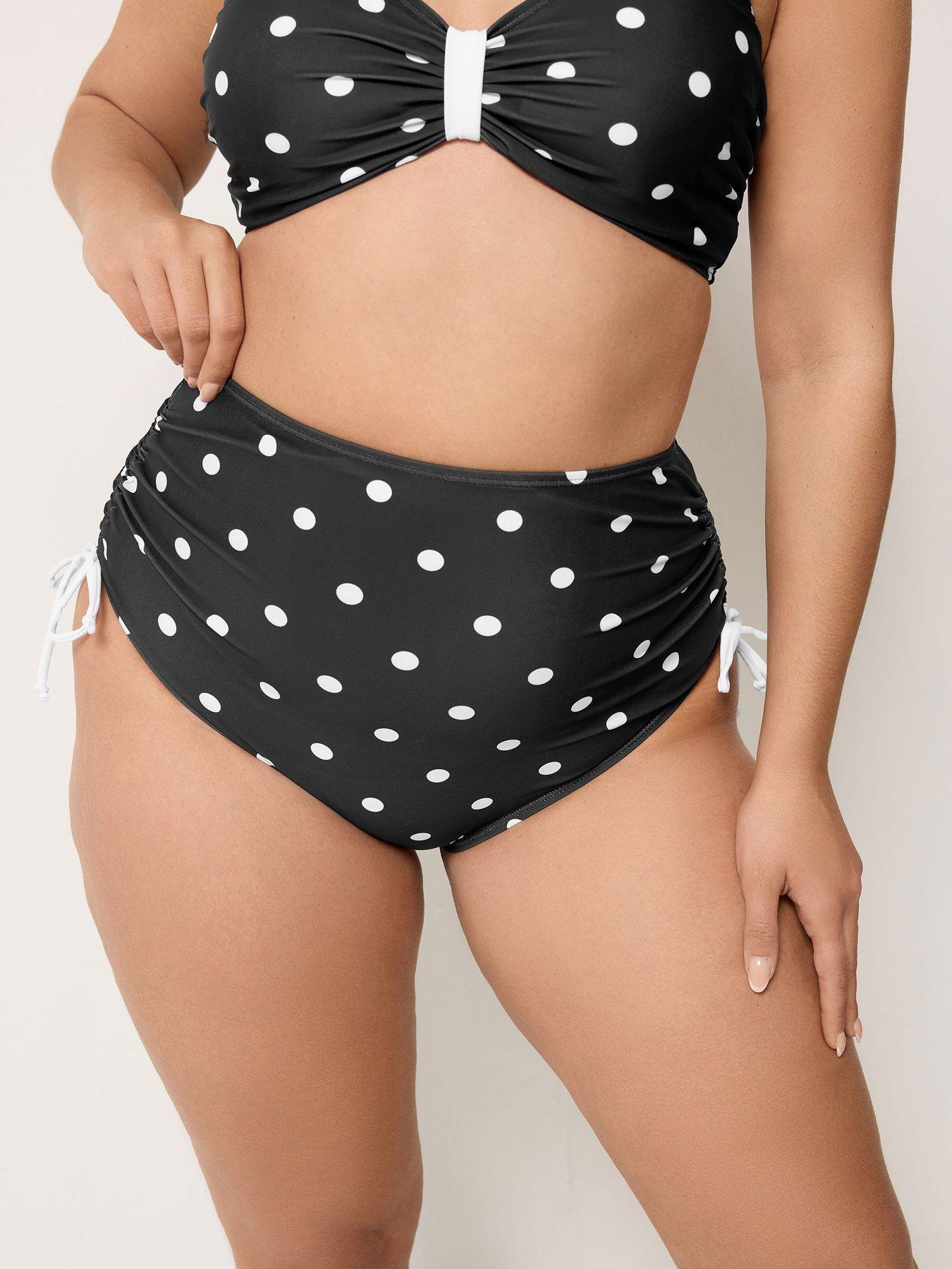 Image 1 of 4 of Yours Curve Polka Dot Super High Waist Brief - Black