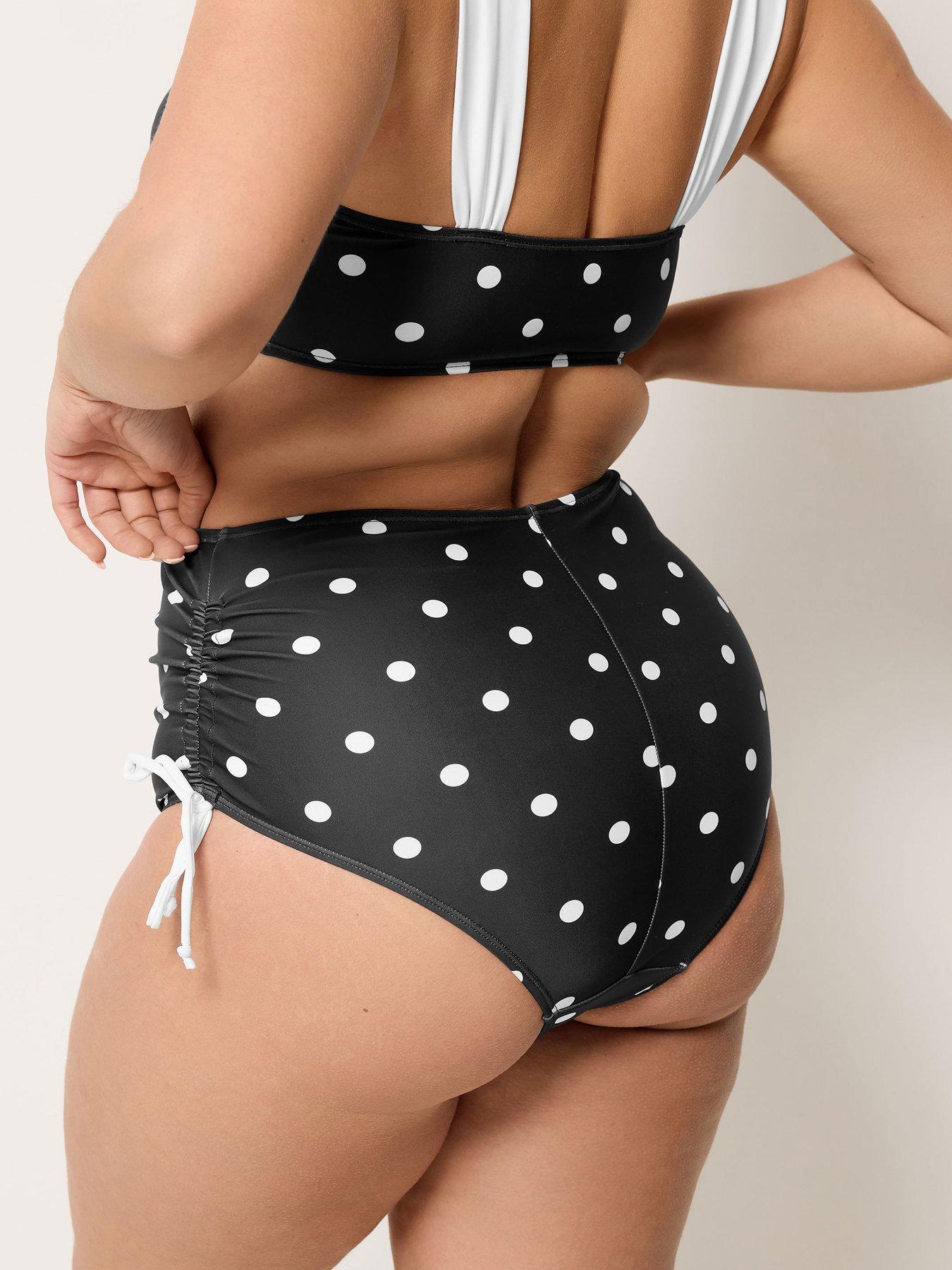 Image 2 of 4 of Yours Curve Polka Dot Super High Waist Brief - Black