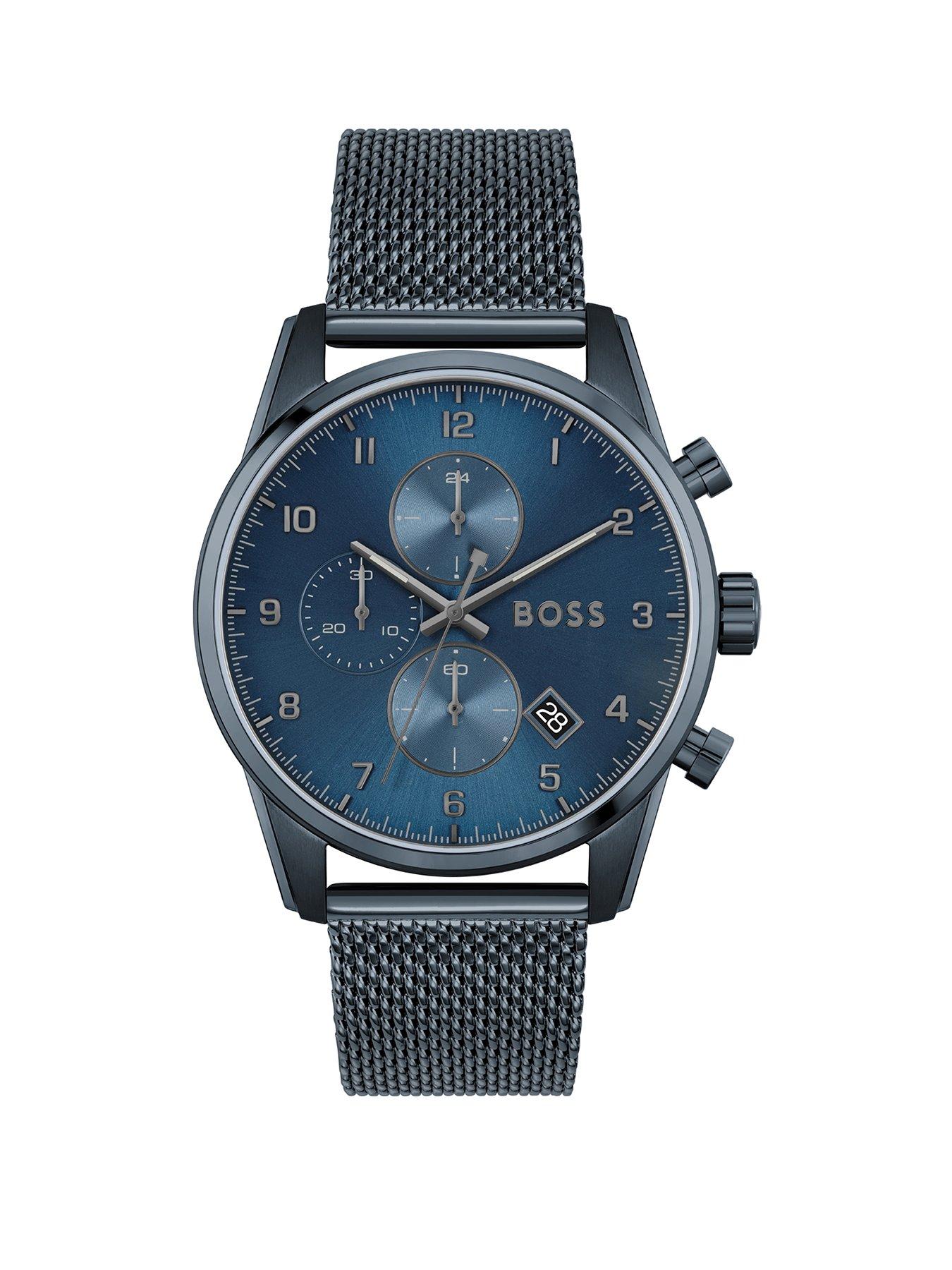 BOSS Gents BOSS Skymaster Stainless Steel Mesh Bracelet Watch