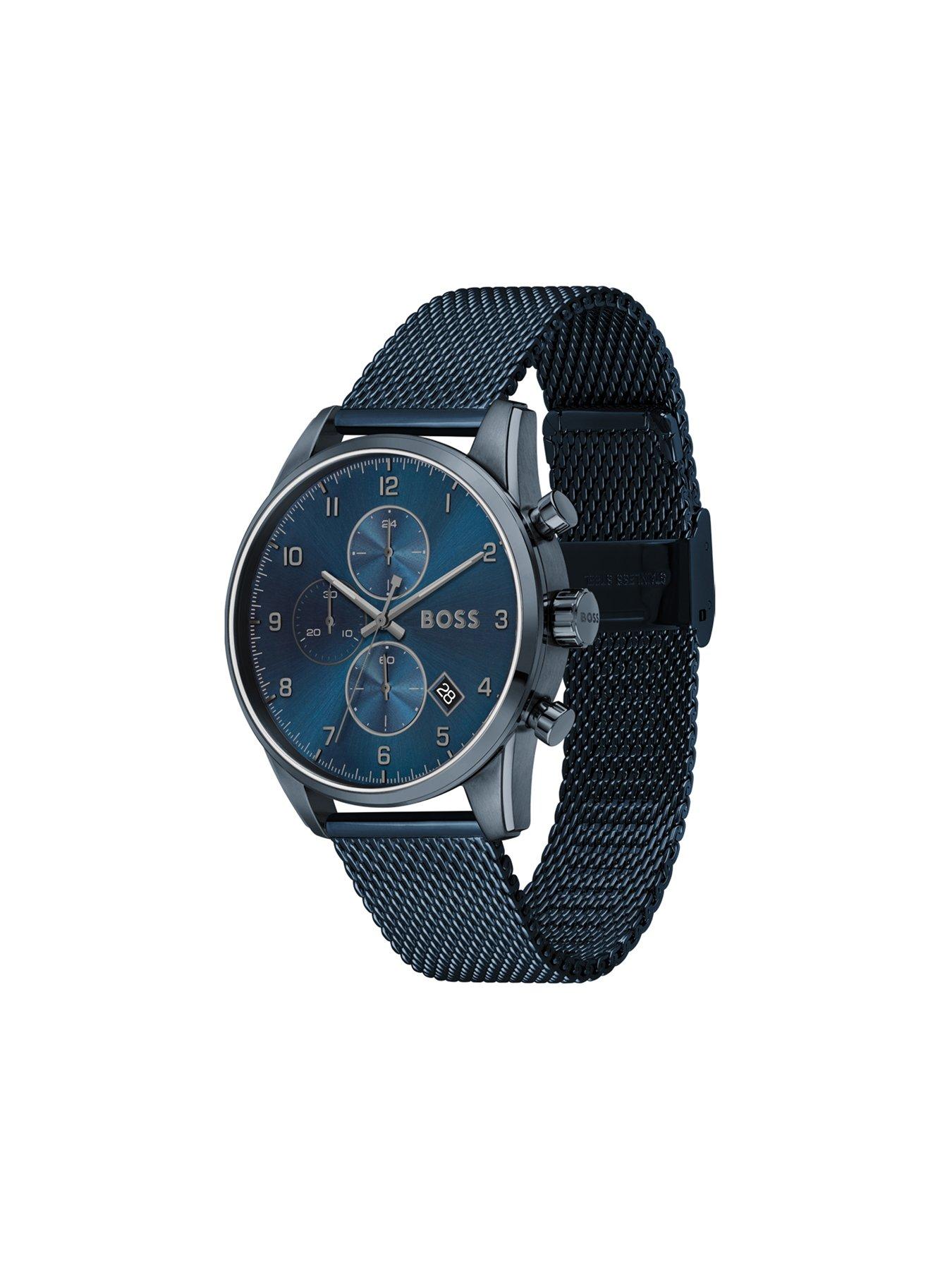 Image 3 of 5 of BOSS Blue Stainless Steel Mesh Bracelet Skymaster Watch
