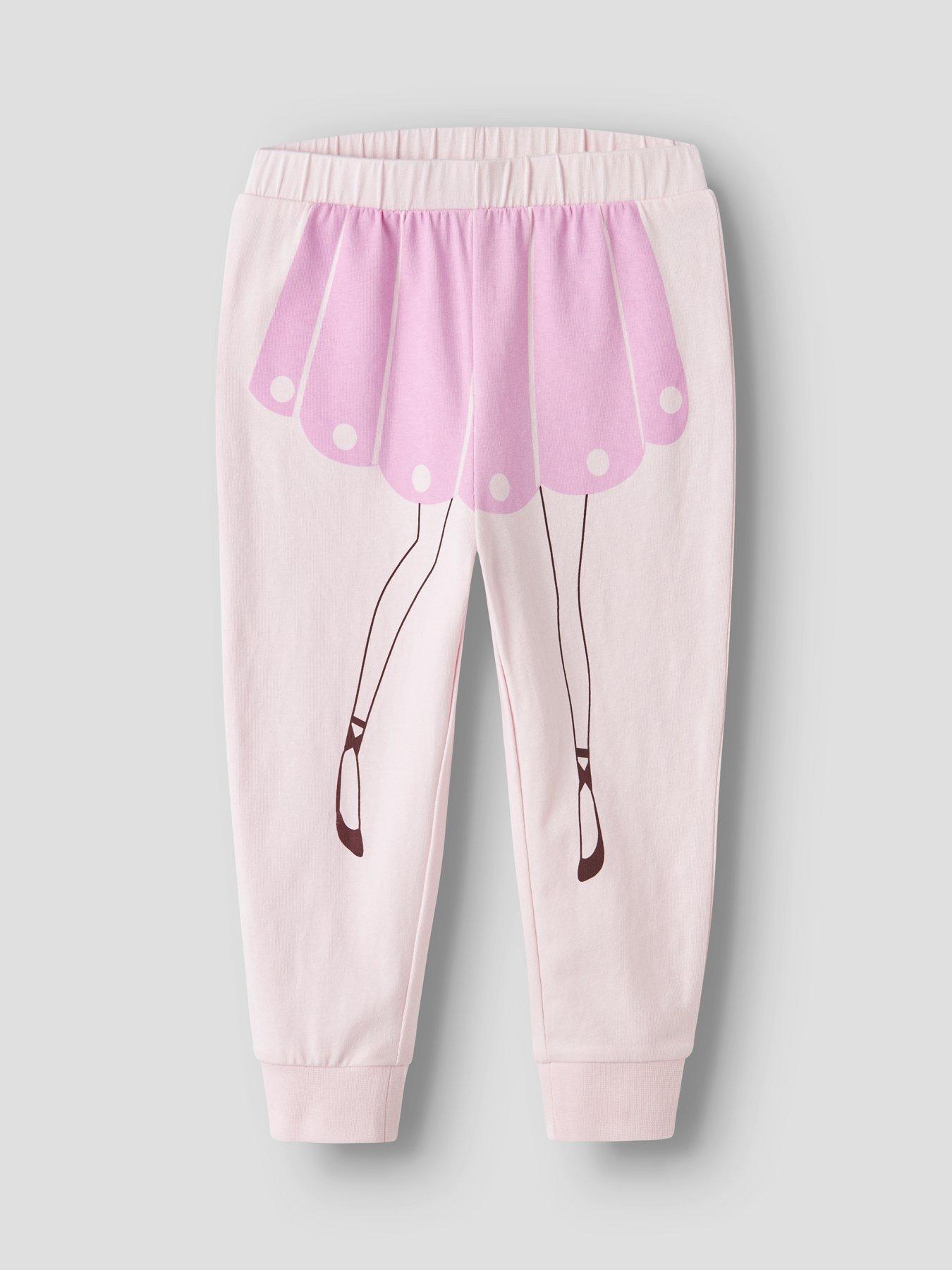 Image 4 of 7 of Name It Girls Ballerina Print Rib Hem Pyjamas - Pink
