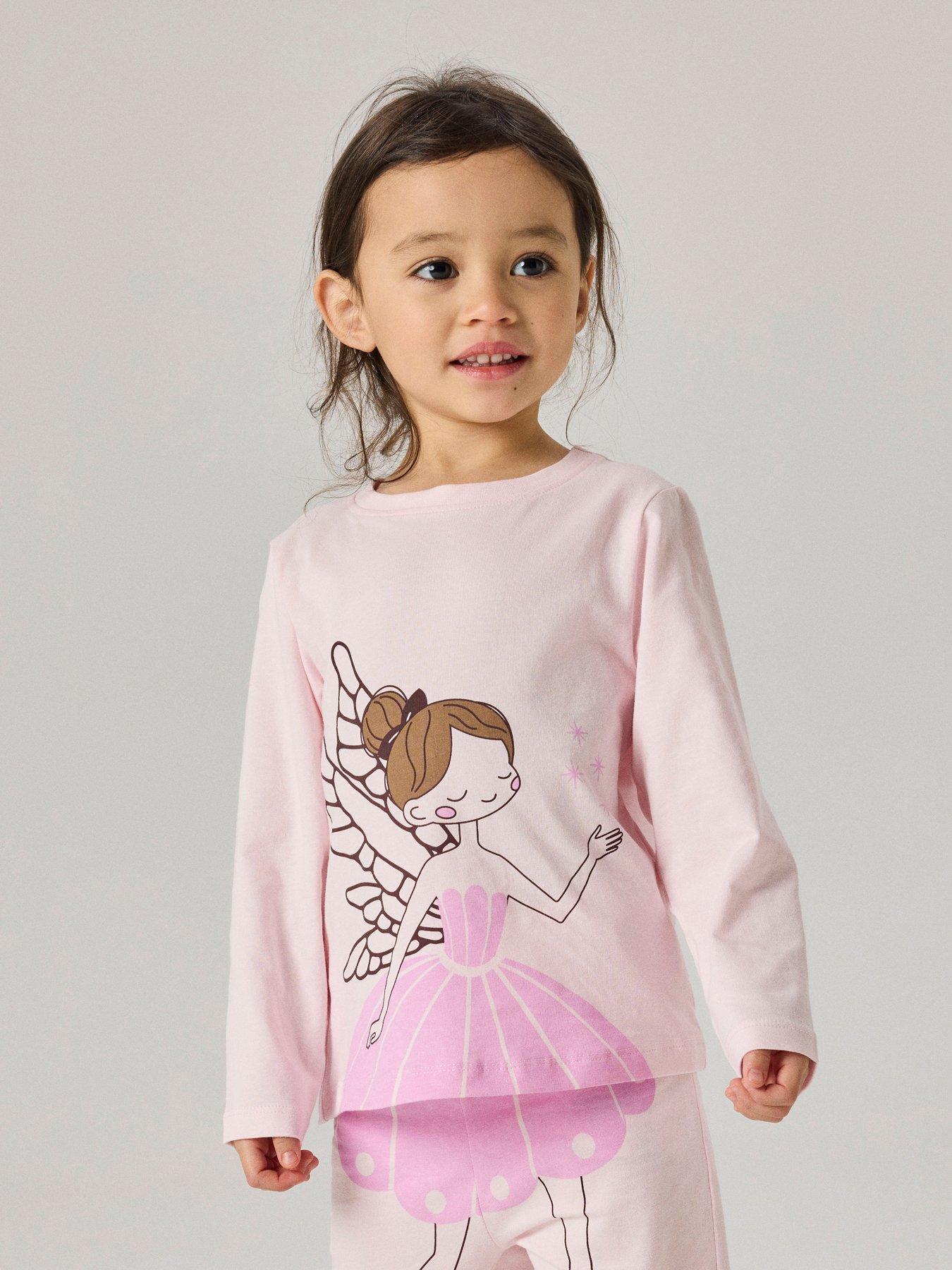Image 6 of 7 of Name It Girls Ballerina Print Rib Hem Pyjamas - Pink