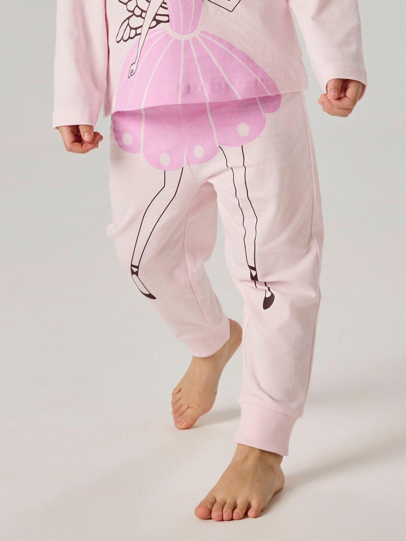 Image 7 of 7 of Name It Girls Ballerina Print Rib Hem Pyjamas - Pink